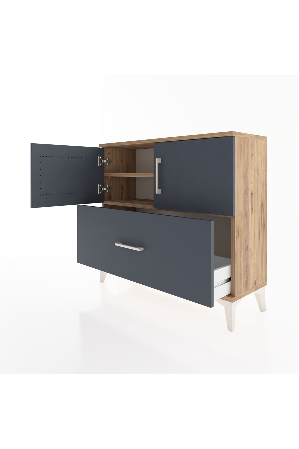 Arges Şifonyer 2 Raflı Tek Çekmeceli 2 Kapaklı 88x30x80 - S03M028V8A