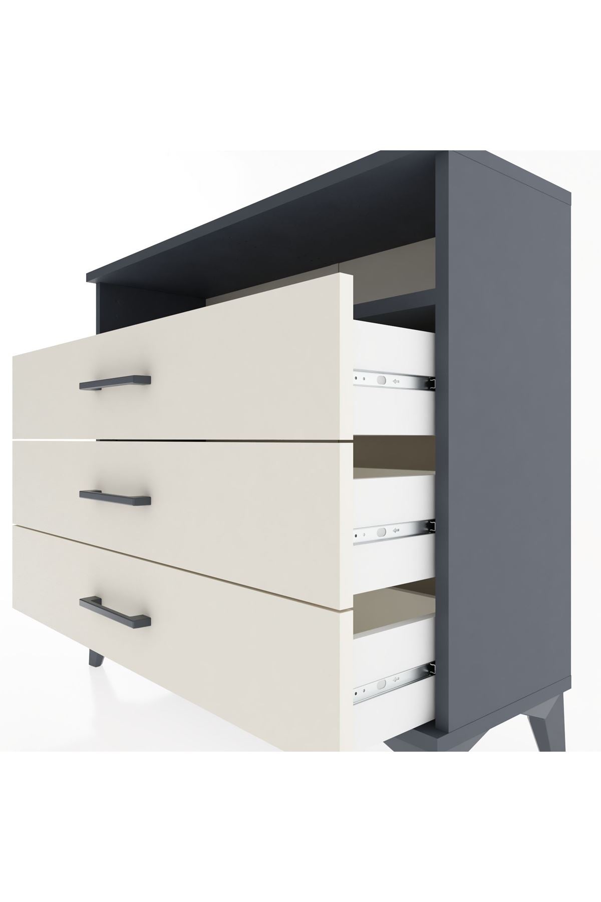 Arges Şifonyer Tek Raflı 3 Çekmeceli 88x30x80 - S03M005V4A