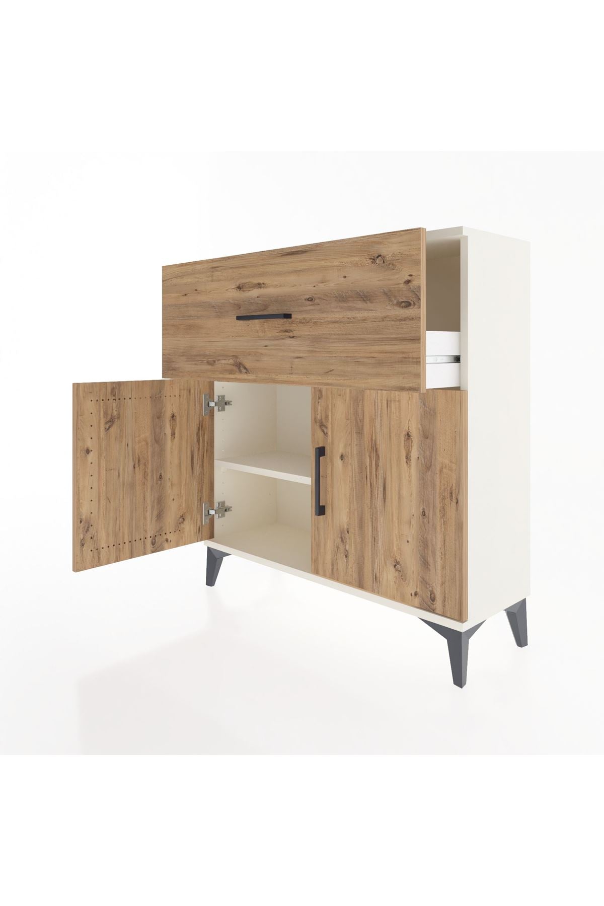 Arges Şifonyer Tek Raflı Tek Çekmeceli 2 Kapaklı 88x30x96 - S04M068V3A