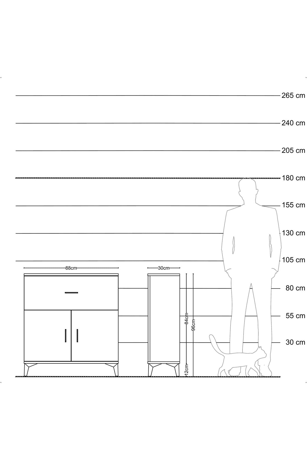Arges Şifonyer Tek Raflı Tek Çekmeceli 2 Kapaklı 88x30x96 - S04M068V3A
