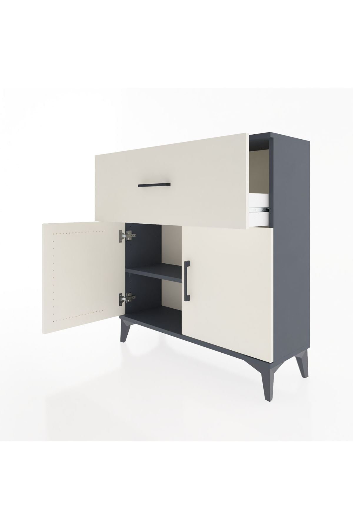 Arges Şifonyer Tek Raflı Tek Çekmeceli 2 Kapaklı 88x30x96 - S04M068V4A
