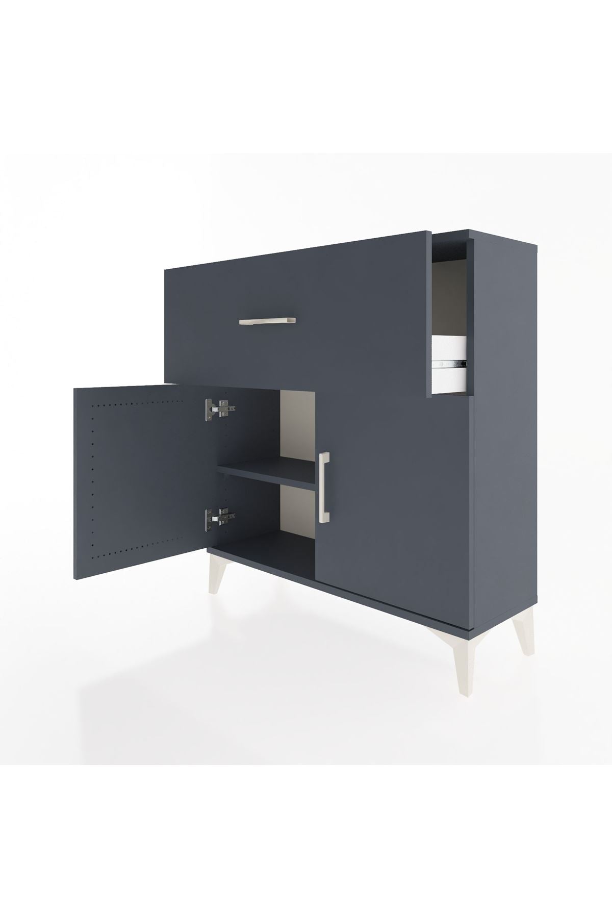 Arges Şifonyer Tek Raflı Tek Çekmeceli 2 Kapaklı 88x30x96 - S04M068V5A