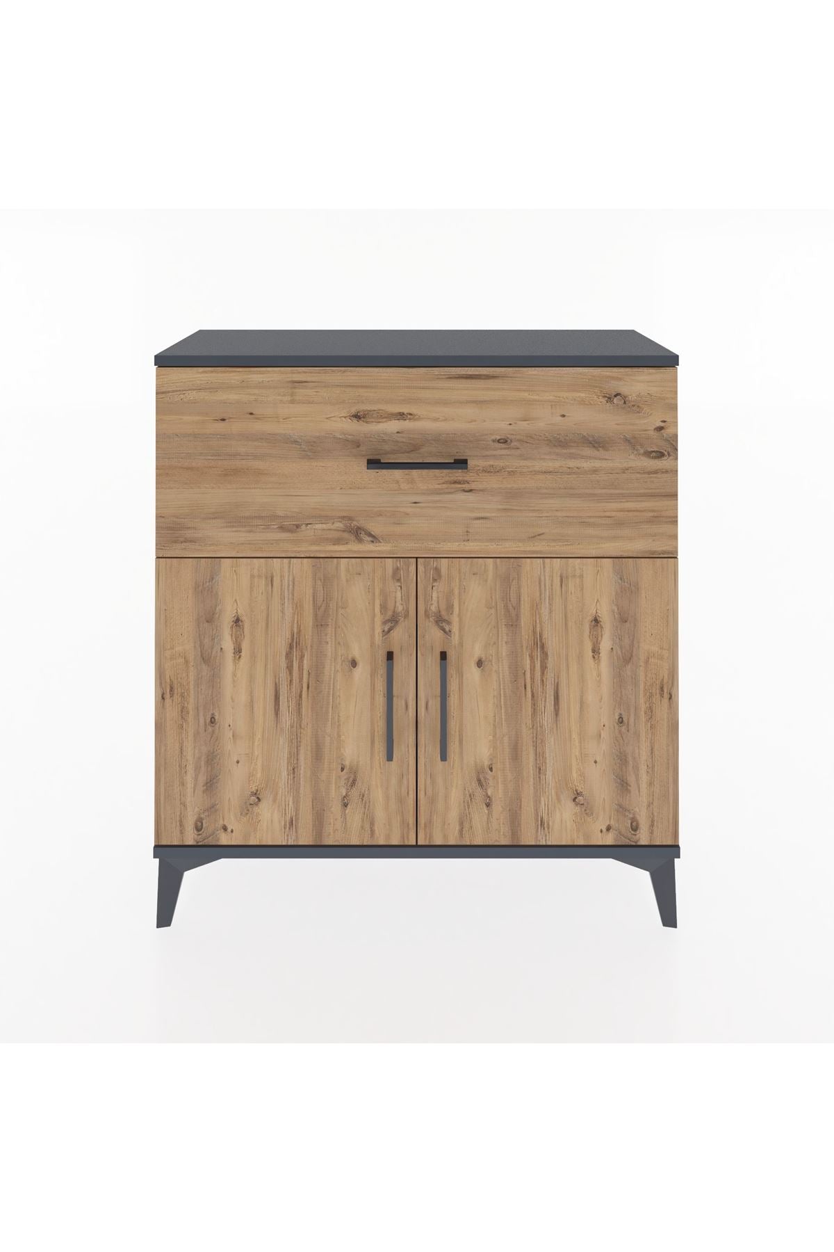 Arges Şifonyer Tek Raflı Tek Çekmeceli 2 Kapaklı 88x30x96 - S04M068V6A