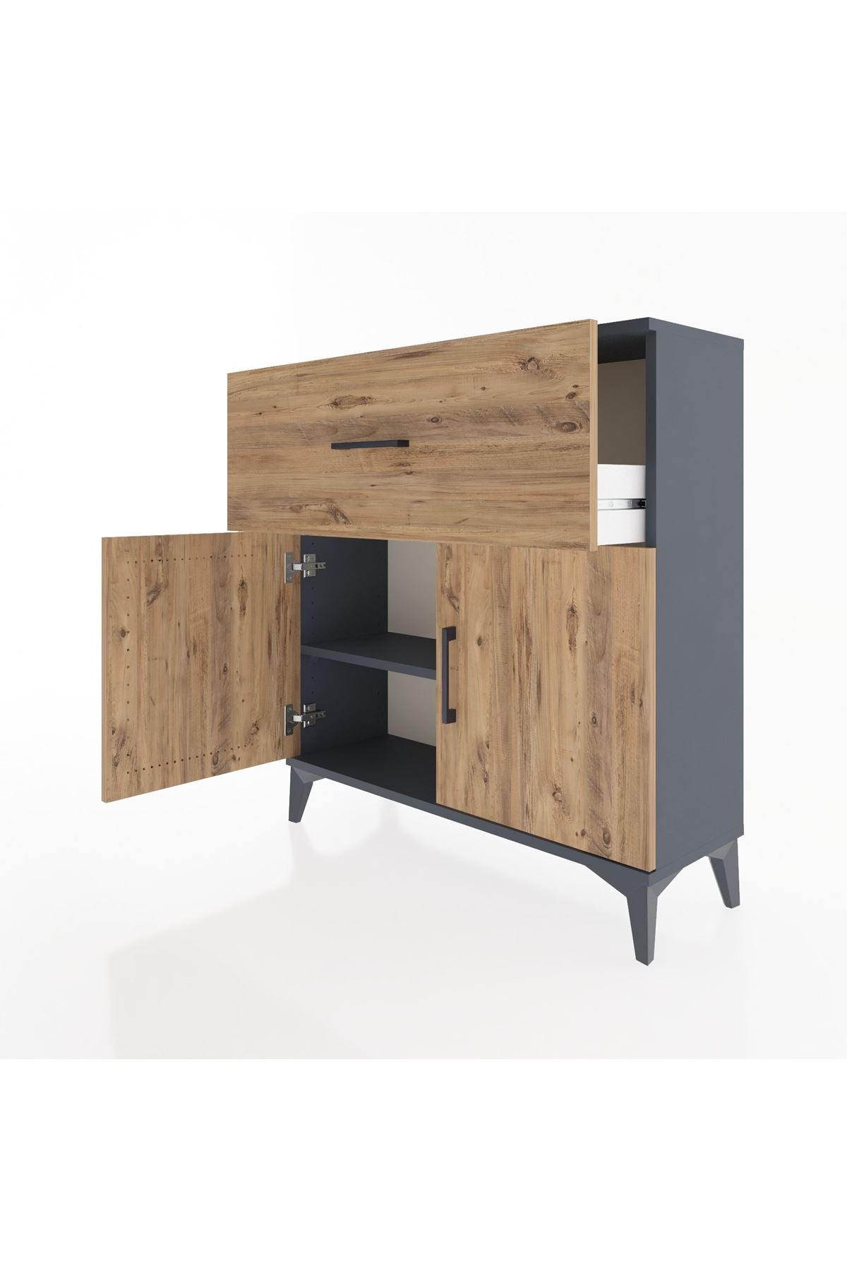 Arges Şifonyer Tek Raflı Tek Çekmeceli 2 Kapaklı 88x30x96 - S04M068V6A