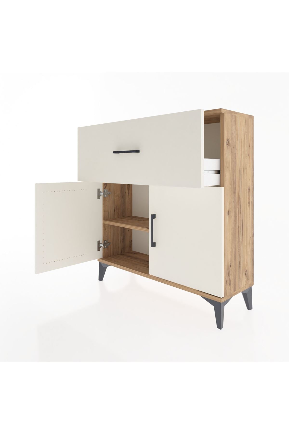 Arges Şifonyer Tek Raflı Tek Çekmeceli 2 Kapaklı 88x30x96 - S04M068V7A