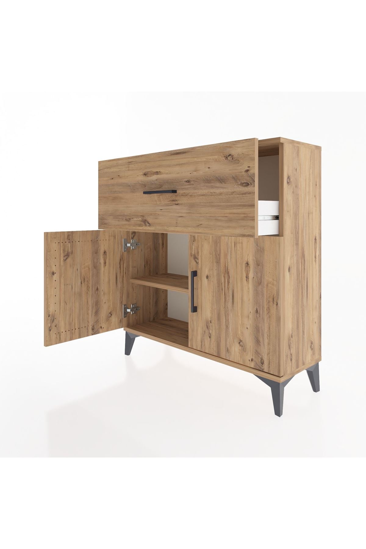Arges Şifonyer Tek Raflı Tek Çekmeceli 2 Kapaklı 88x30x96 - S04M068V9A