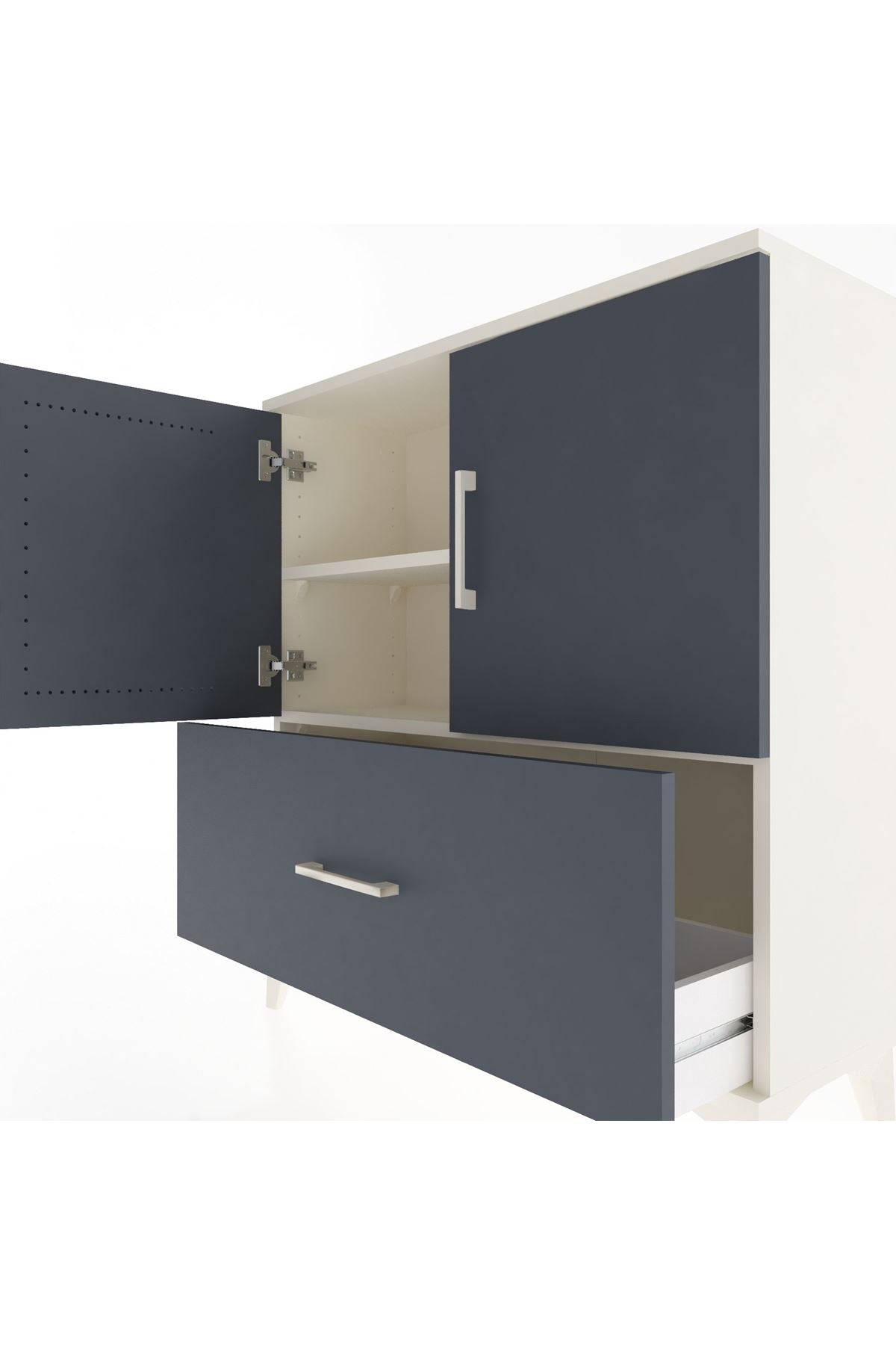 Arges Şifonyer 2 Raflı Tek Çekmeceli 2 Kapaklı 88x30x96 - S04M069V2A