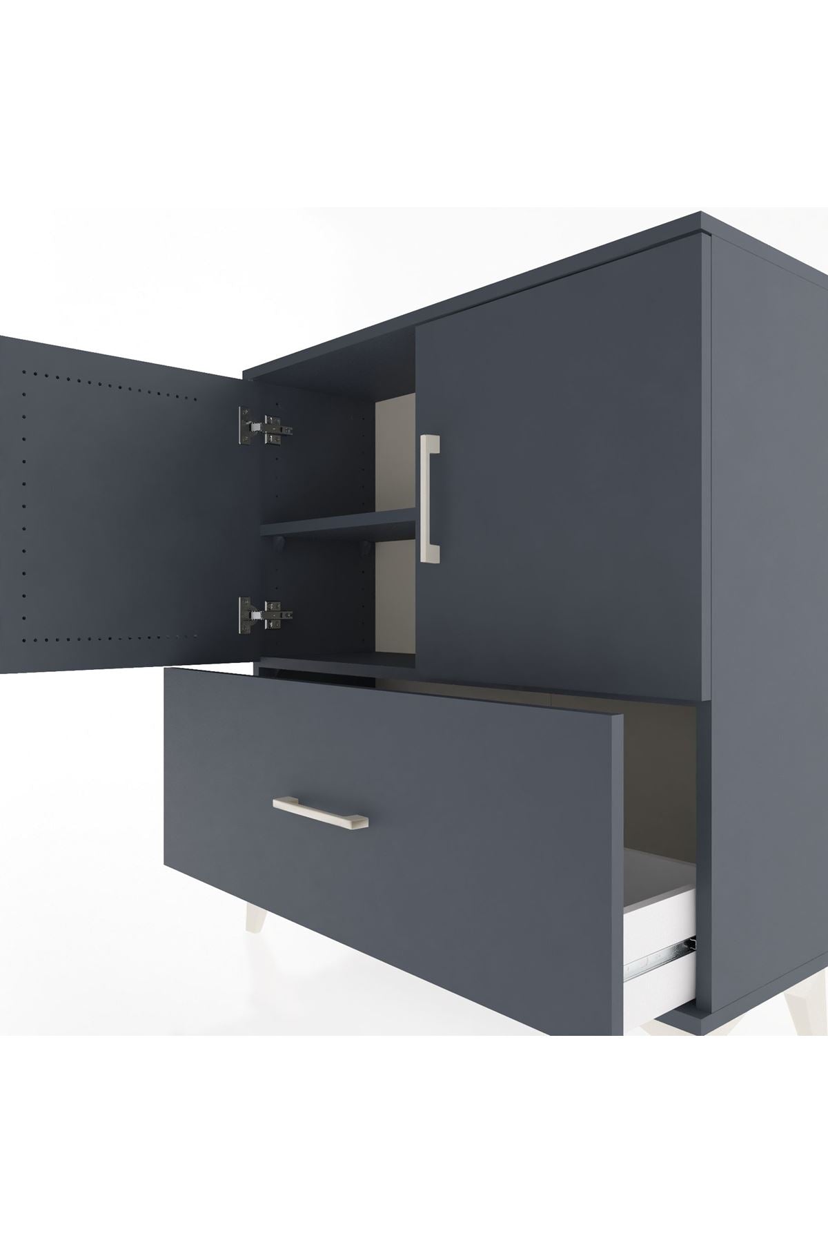 Arges Şifonyer 2 Raflı Tek Çekmeceli 2 Kapaklı 88x30x96 - S04M069V5A