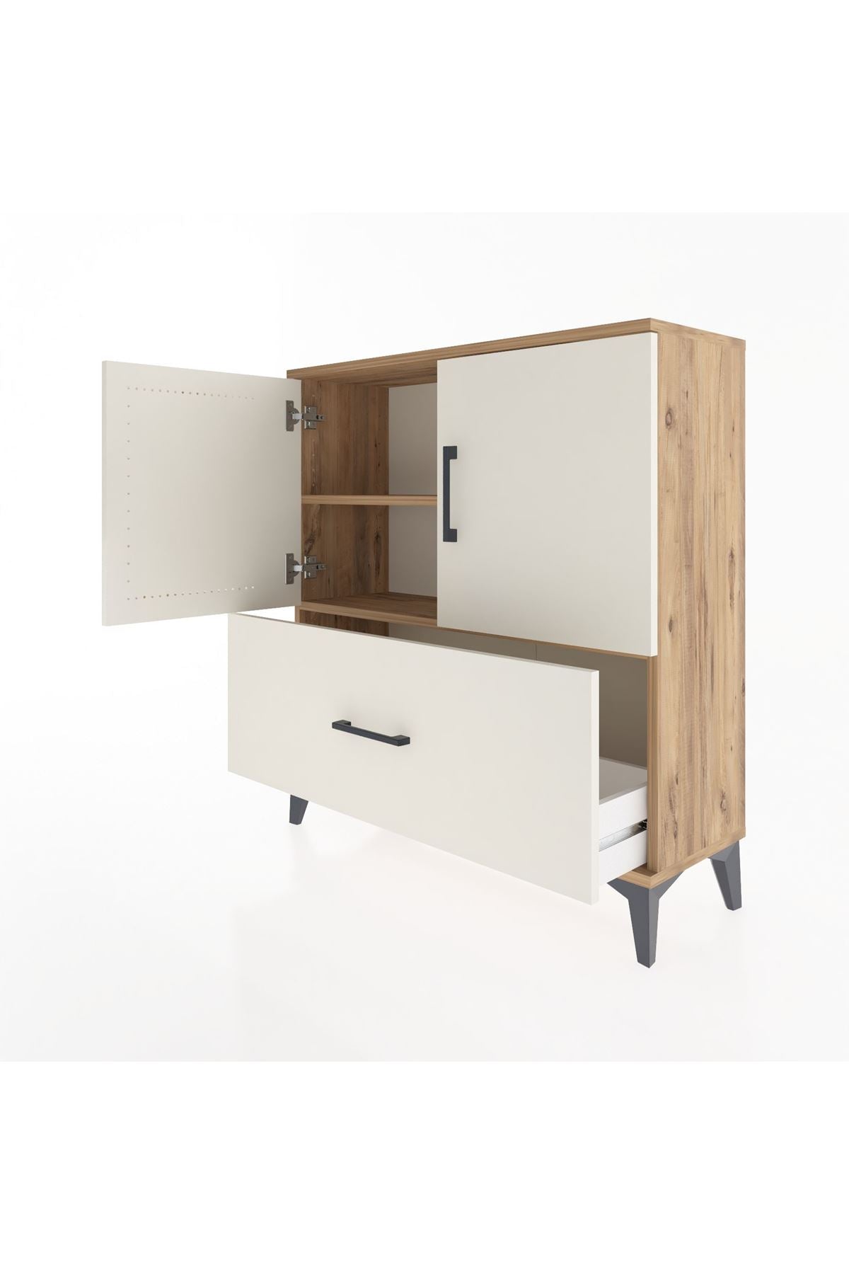 Arges Şifonyer 2 Raflı Tek Çekmeceli 2 Kapaklı 88x30x96 - S04M069V7A
