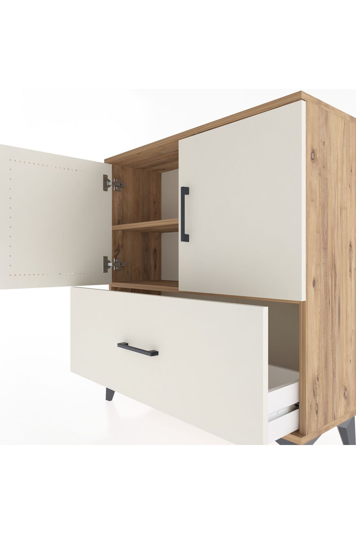 Arges Şifonyer 2 Raflı Tek Çekmeceli 2 Kapaklı 88x30x96 - S04M069V7A