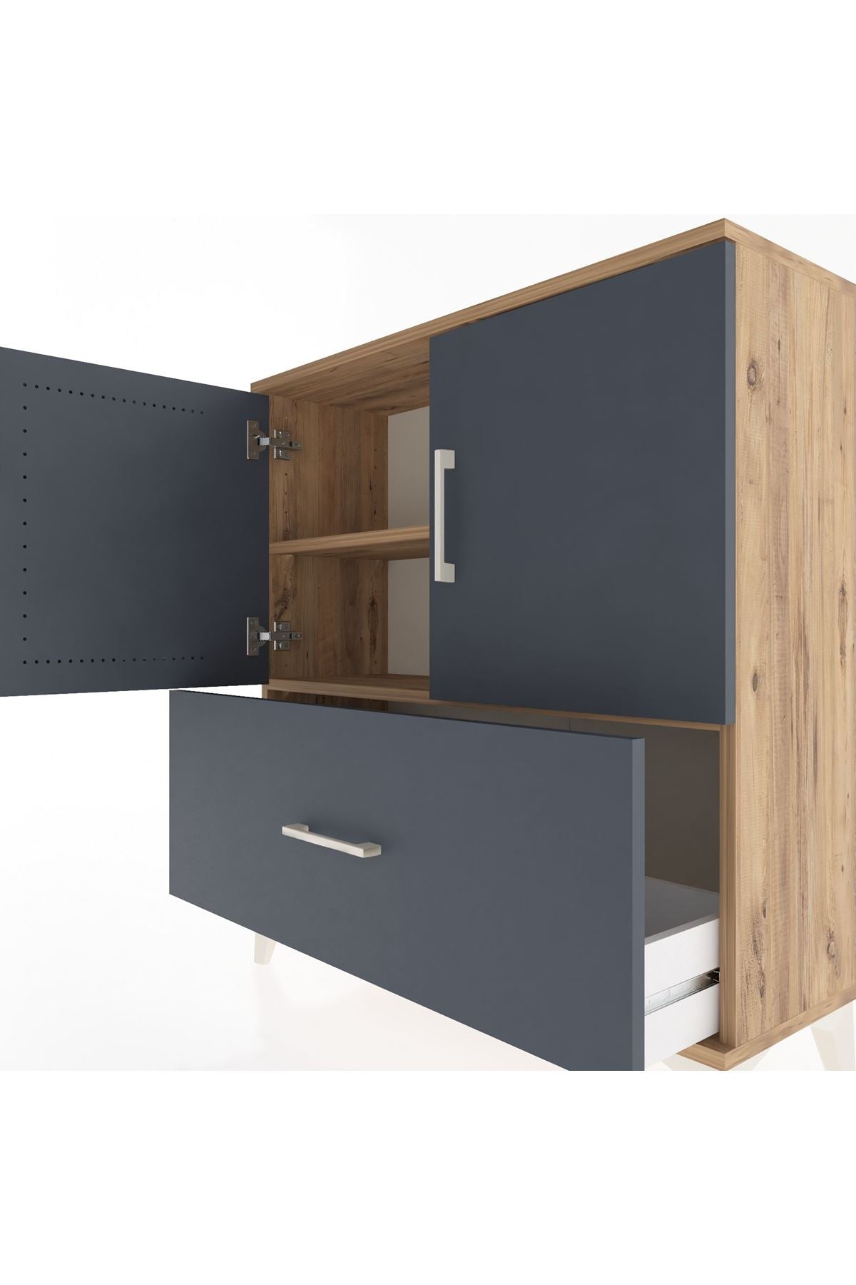 Arges Şifonyer 2 Raflı Tek Çekmeceli 2 Kapaklı 88x30x96 - S04M069V8A