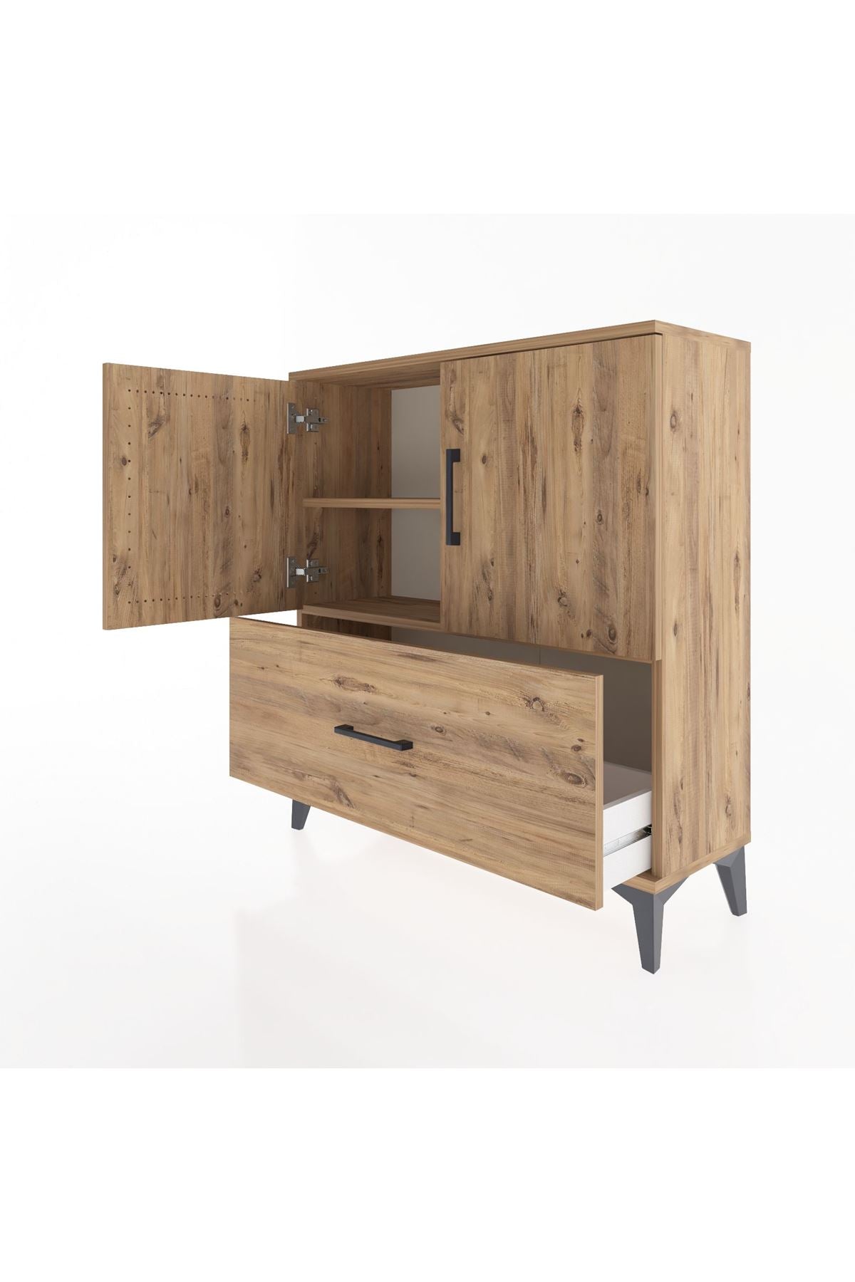 Arges Şifonyer 2 Raflı Tek Çekmeceli 2 Kapaklı 88x30x96 - S04M069V9A