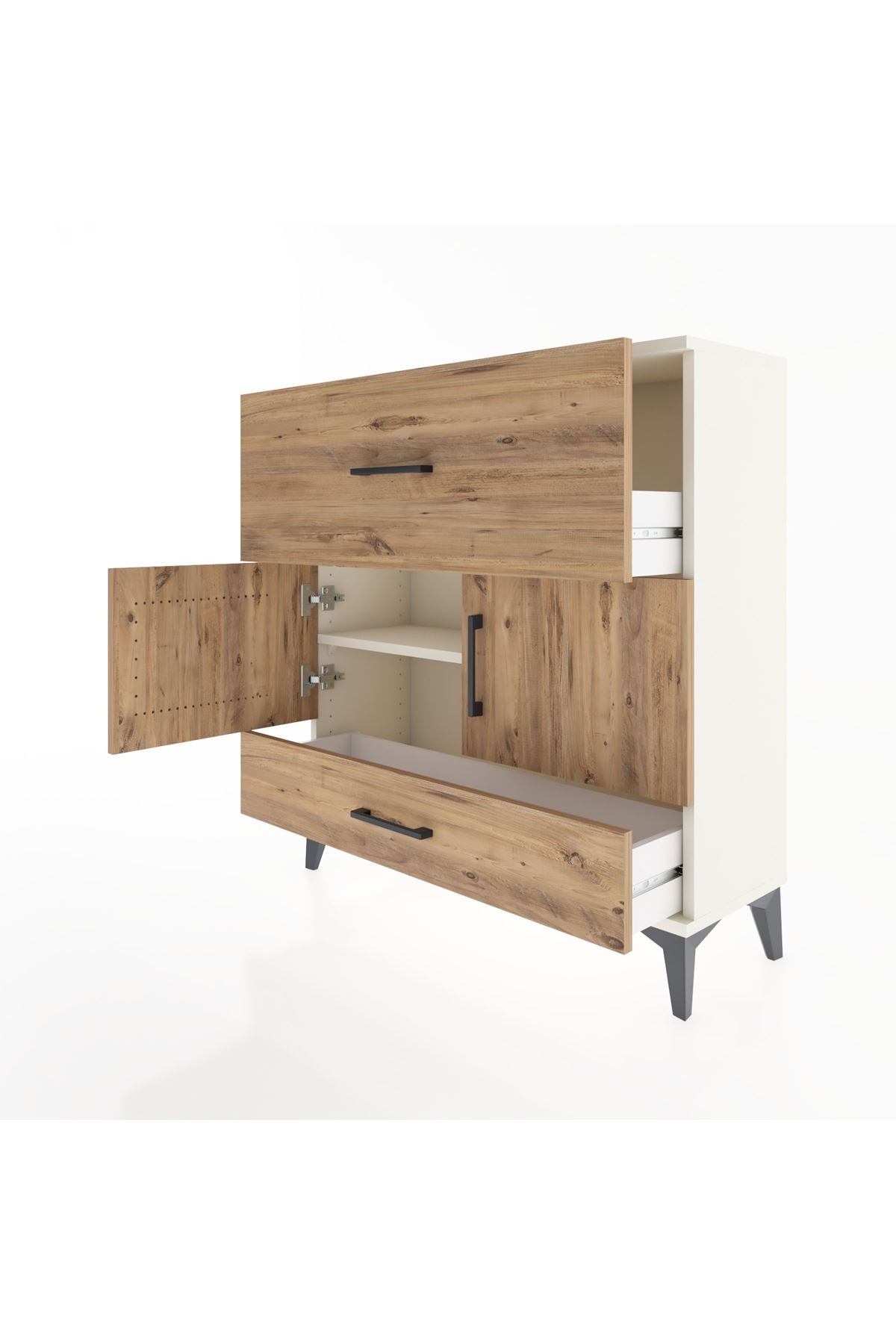 Arges Şifonyer 2 Raflı 2 Çekmeceli 2 Kapaklı 88x30x96 - S04M049V3A