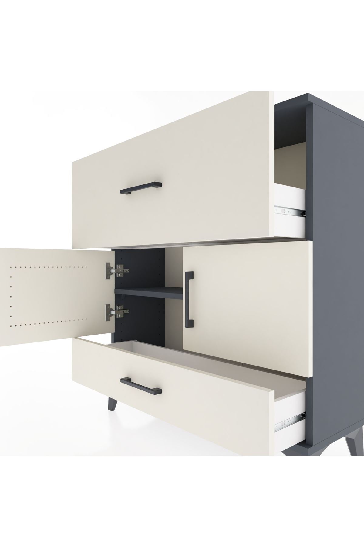 Arges Şifonyer 2 Raflı 2 Çekmeceli 2 Kapaklı 88x30x96 - S04M049V4A