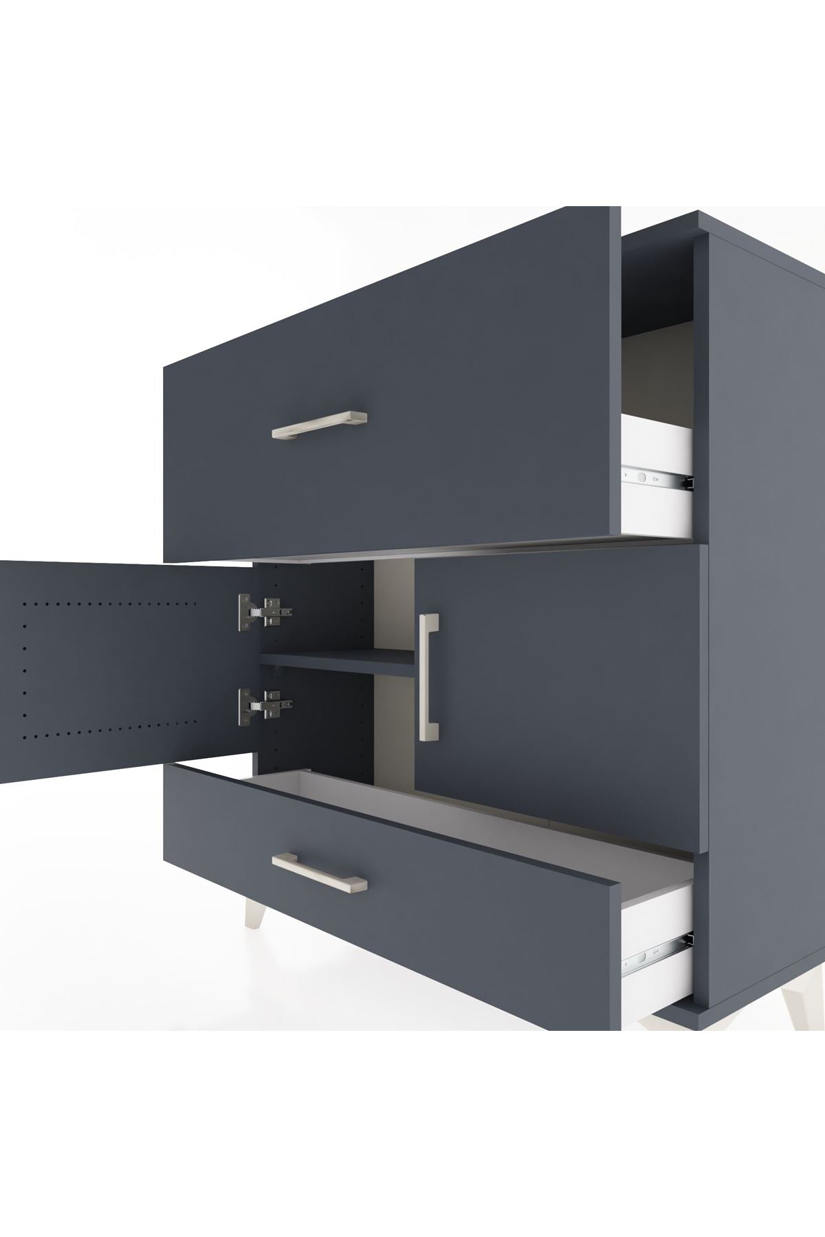 Arges Şifonyer 2 Raflı 2 Çekmeceli 2 Kapaklı 88x30x96 - S04M049V5A