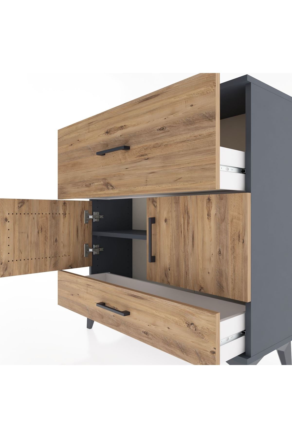 Arges Şifonyer 2 Raflı 2 Çekmeceli 2 Kapaklı 88x30x96 - S04M049V6A