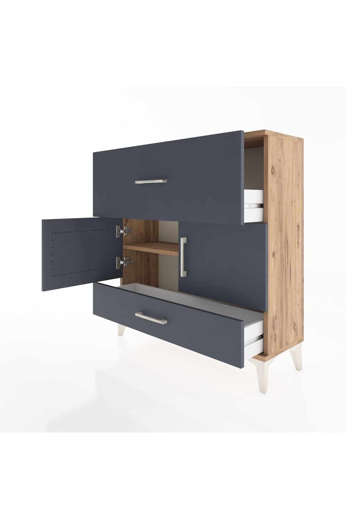 Arges Şifonyer 2 Raflı 2 Çekmeceli 2 Kapaklı 88x30x96 - S04M049V8A
