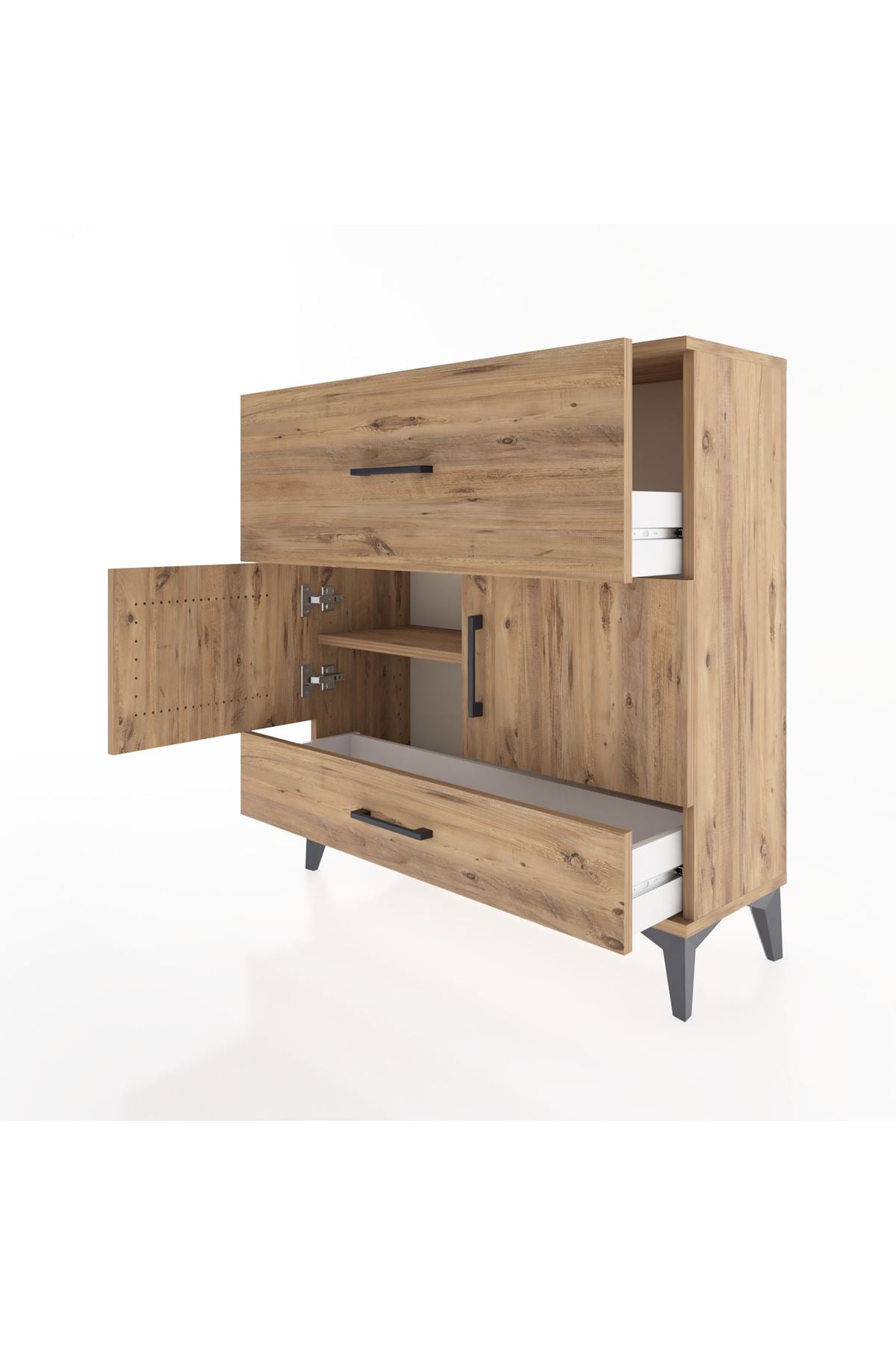 Arges Şifonyer 2 Raflı 2 Çekmeceli 2 Kapaklı 88x30x96 - S04M049V9A
