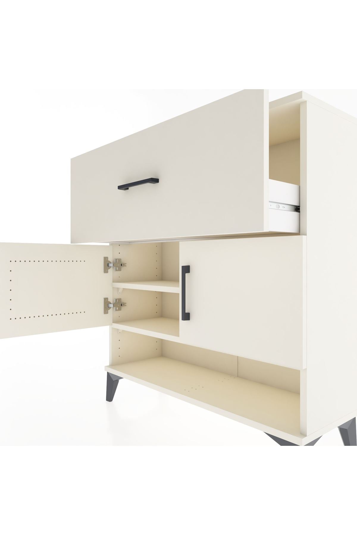 Arges Şifonyer 2 Raflı Tek Çekmeceli 2 Kapaklı 88x30x96 - S04M050V1A