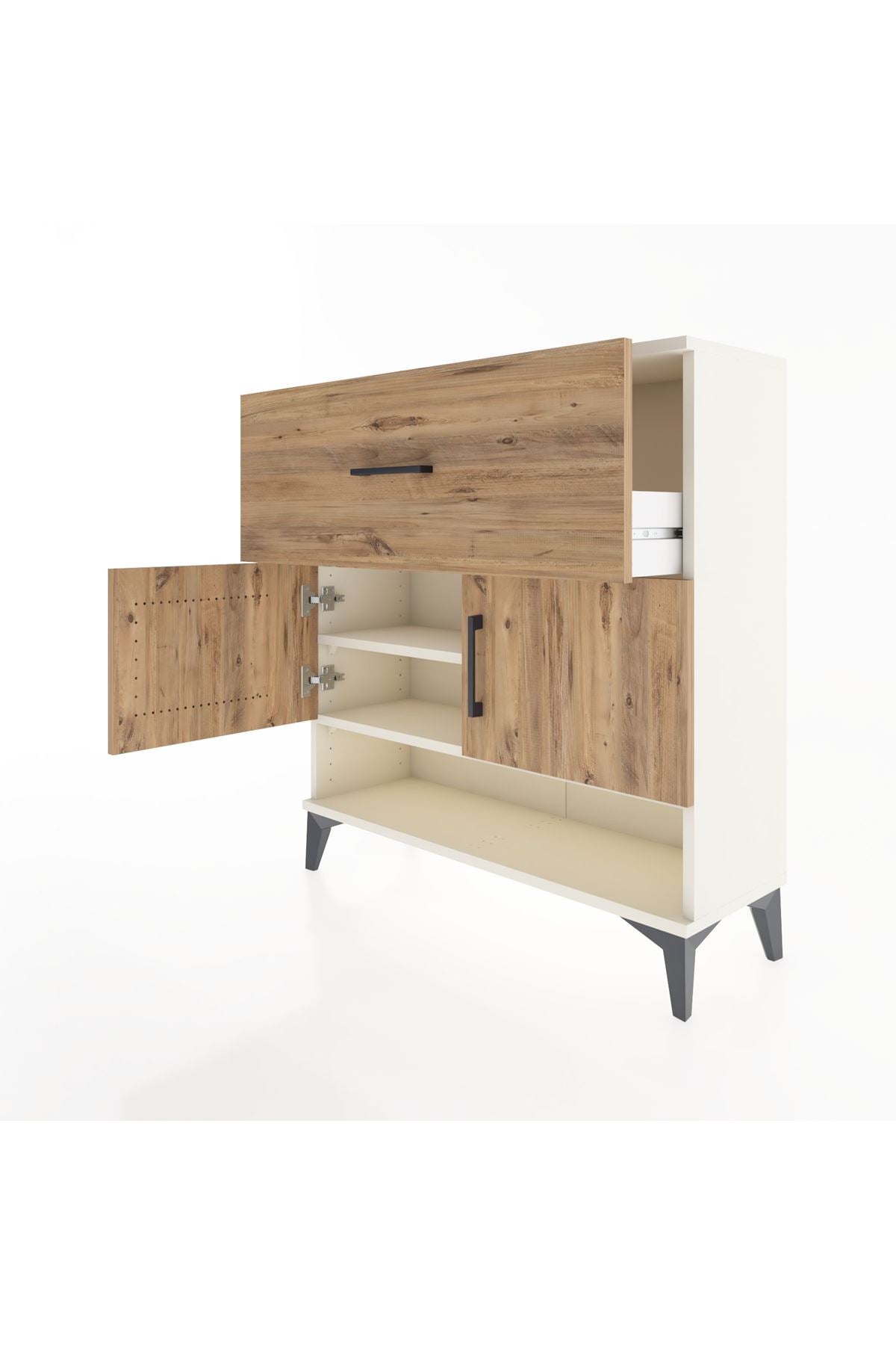 Arges Şifonyer 2 Raflı Tek Çekmeceli 2 Kapaklı 88x30x96 - S04M050V3A