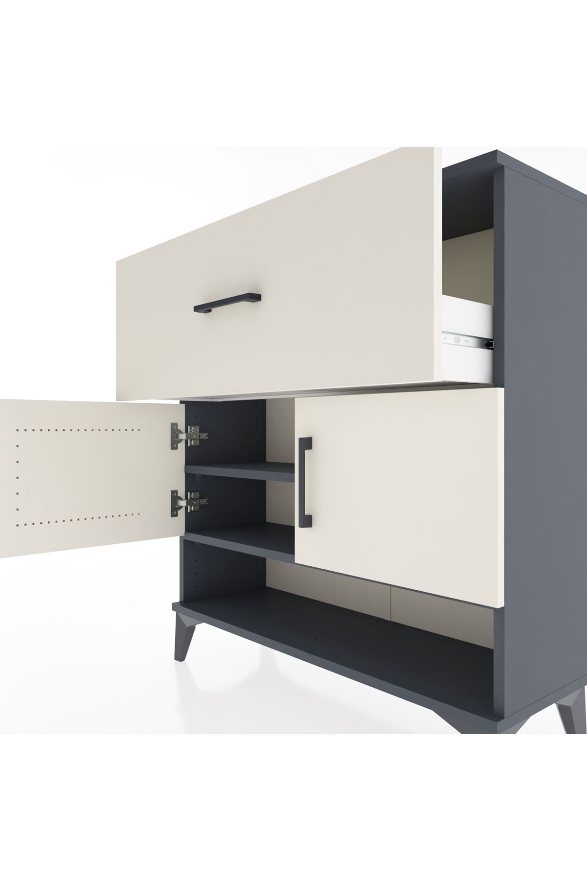 Arges Şifonyer 2 Raflı Tek Çekmeceli 2 Kapaklı 88x30x96 - S04M050V4A