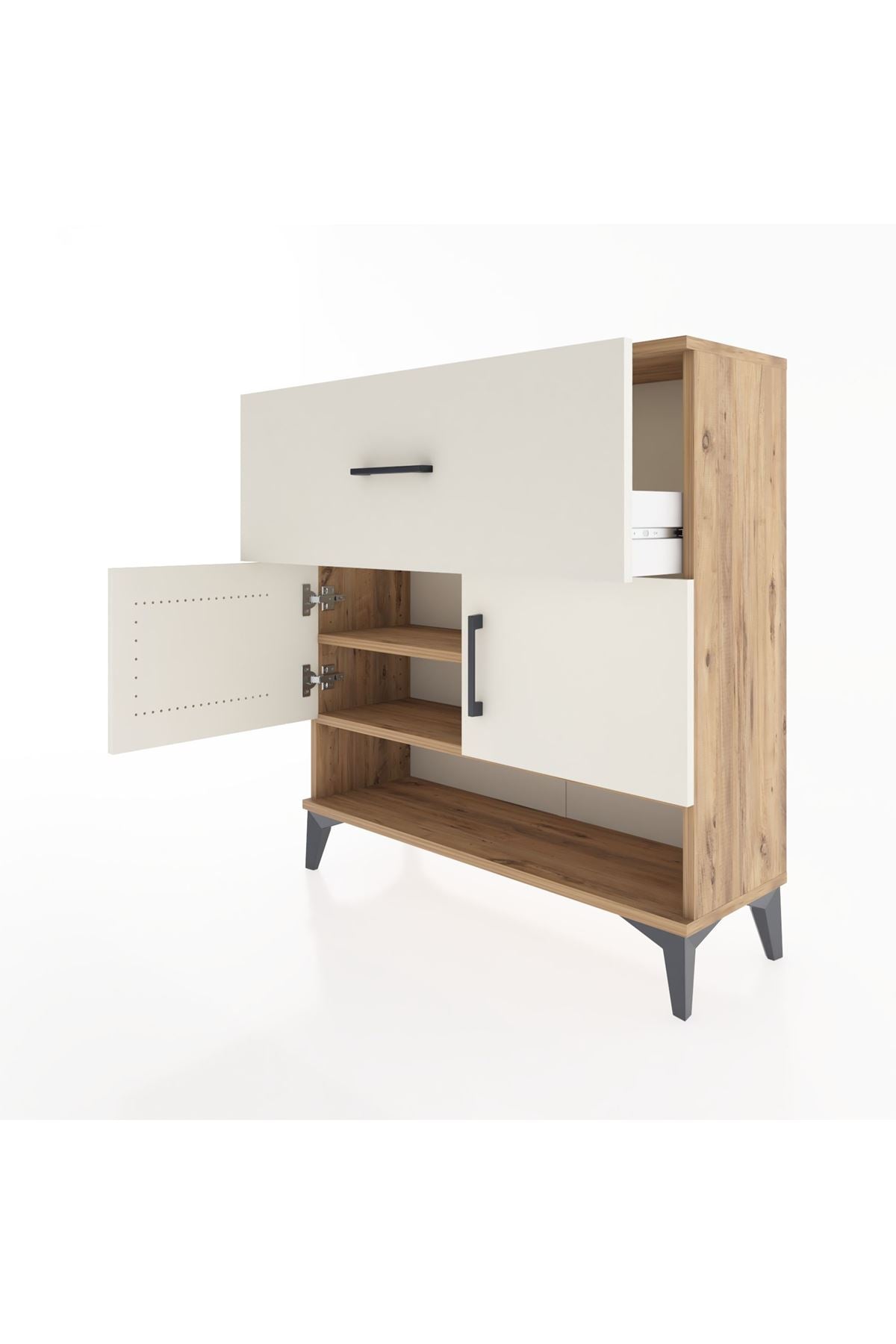 Arges Şifonyer 2 Raflı Tek Çekmeceli 2 Kapaklı 88x30x96 - S04M050V7A