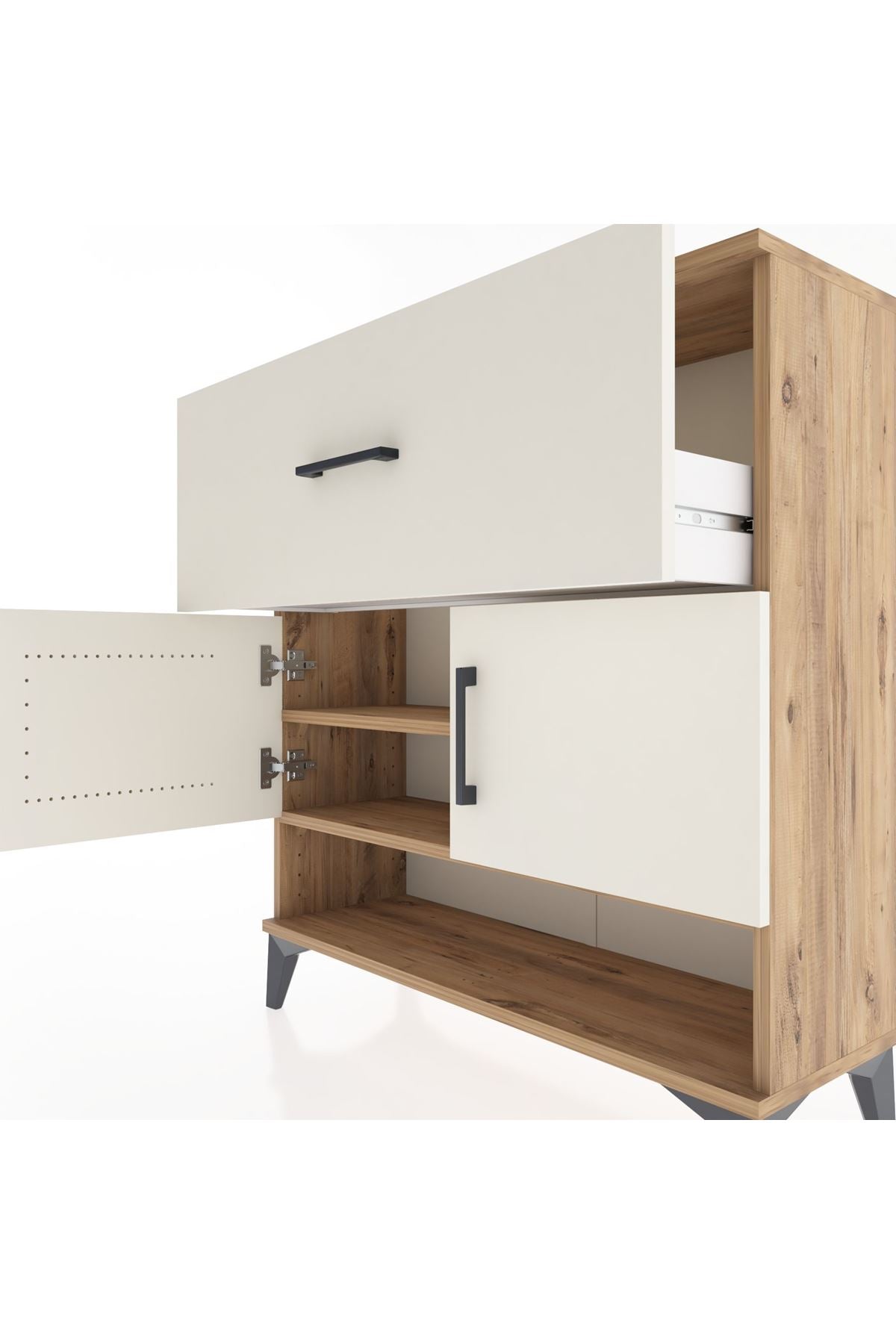 Arges Şifonyer 2 Raflı Tek Çekmeceli 2 Kapaklı 88x30x96 - S04M050V7A