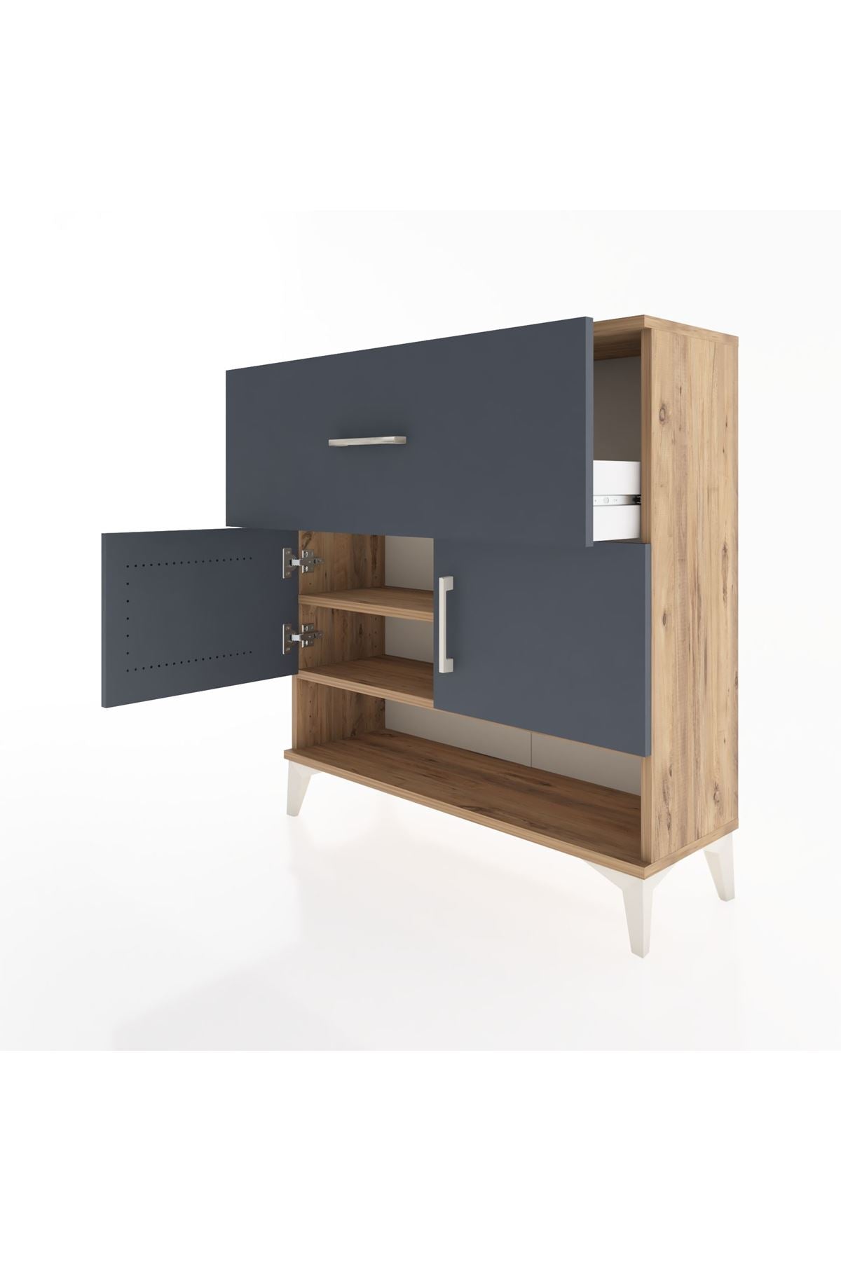 Arges Şifonyer 2 Raflı Tek Çekmeceli 2 Kapaklı 88x30x96 - S04M050V8A
