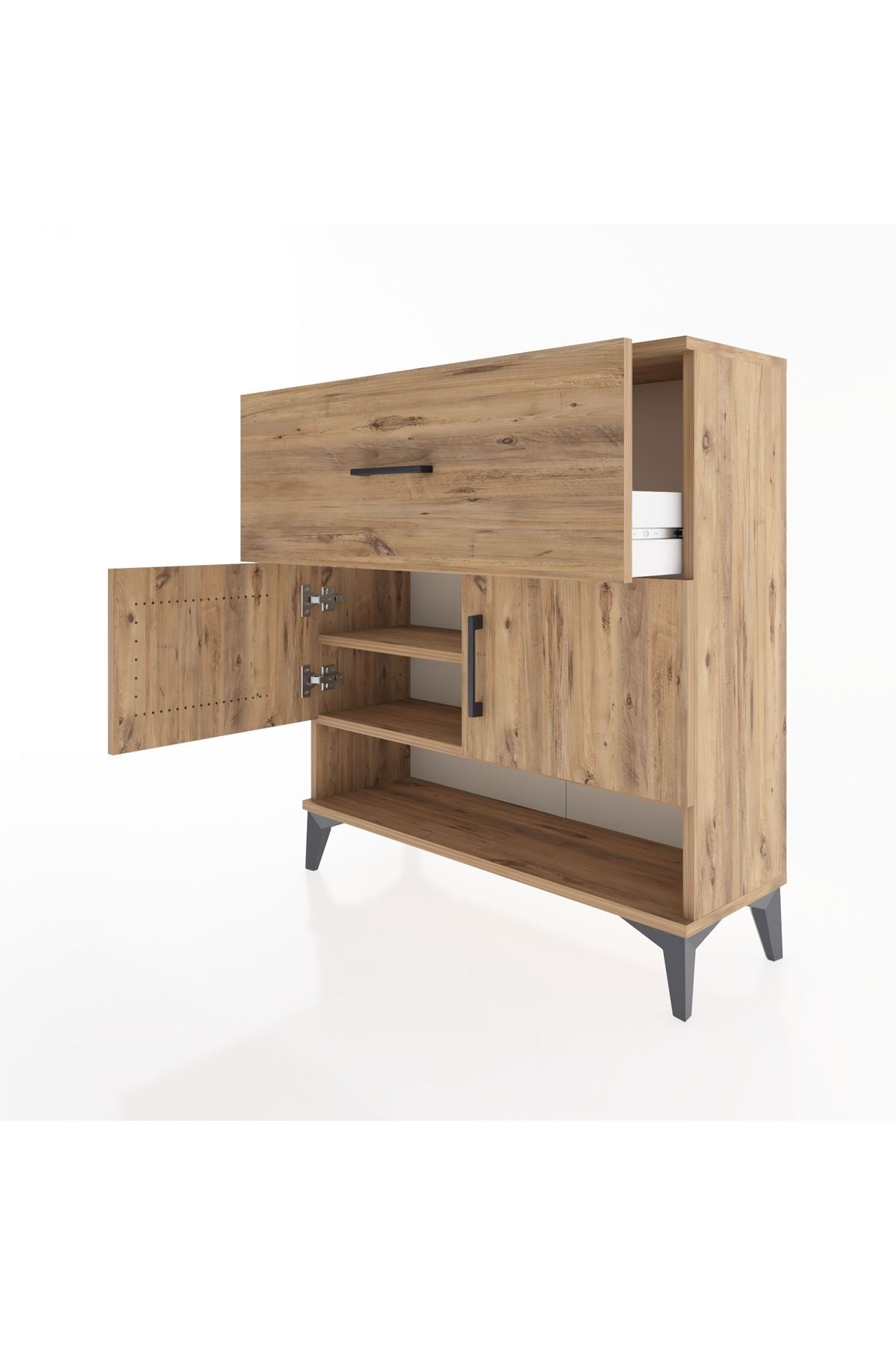 Arges Şifonyer 2 Raflı Tek Çekmeceli 2 Kapaklı 88x30x96 - S04M050V9A