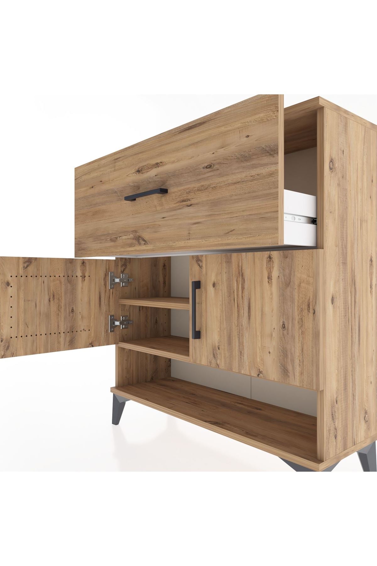 Arges Şifonyer 2 Raflı Tek Çekmeceli 2 Kapaklı 88x30x96 - S04M050V9A
