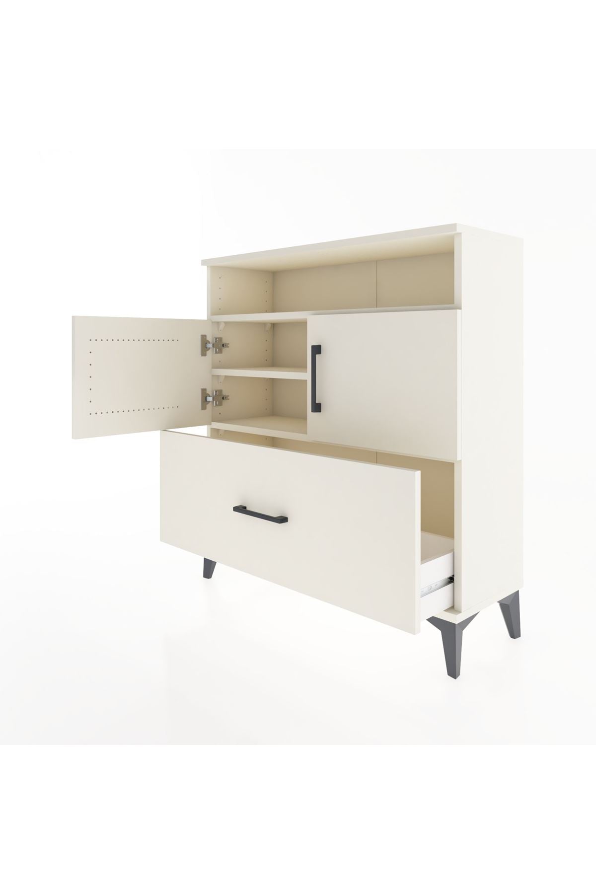 Arges Şifonyer 3 Raflı Tek Çekmeceli 2 Kapaklı 88x30x96 - S04M051V1A