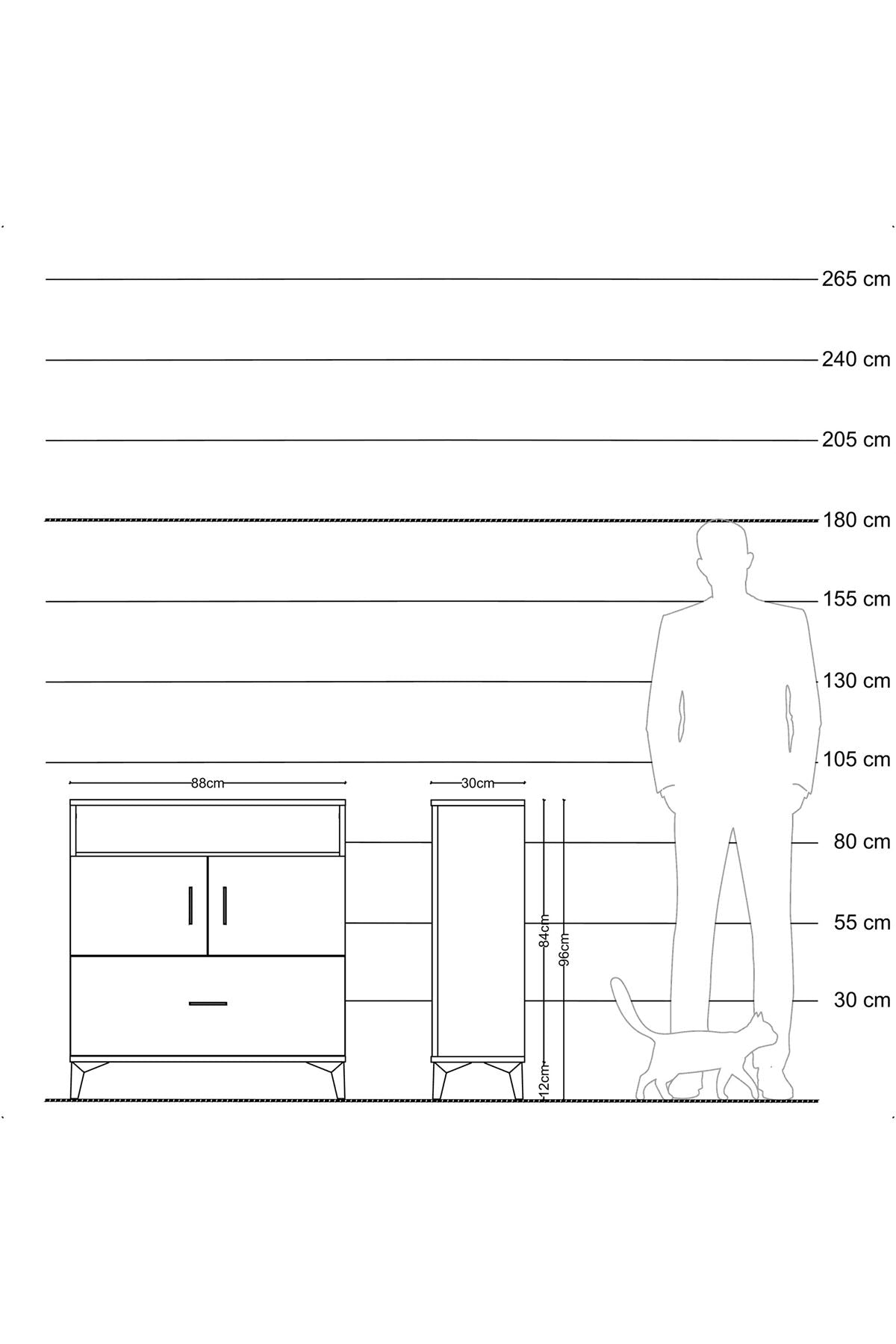 Arges Şifonyer 3 Raflı Tek Çekmeceli 2 Kapaklı 88x30x96 - S04M051V1A