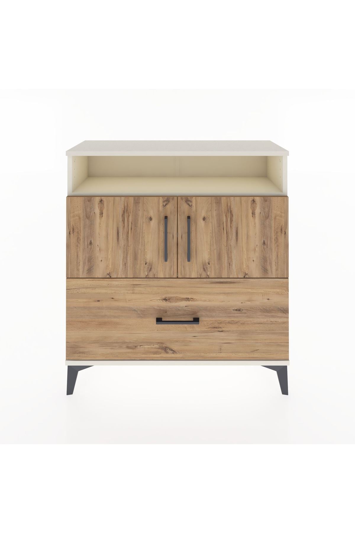 Arges Şifonyer 3 Raflı Tek Çekmeceli 2 Kapaklı 88x30x96 - S04M051V3A