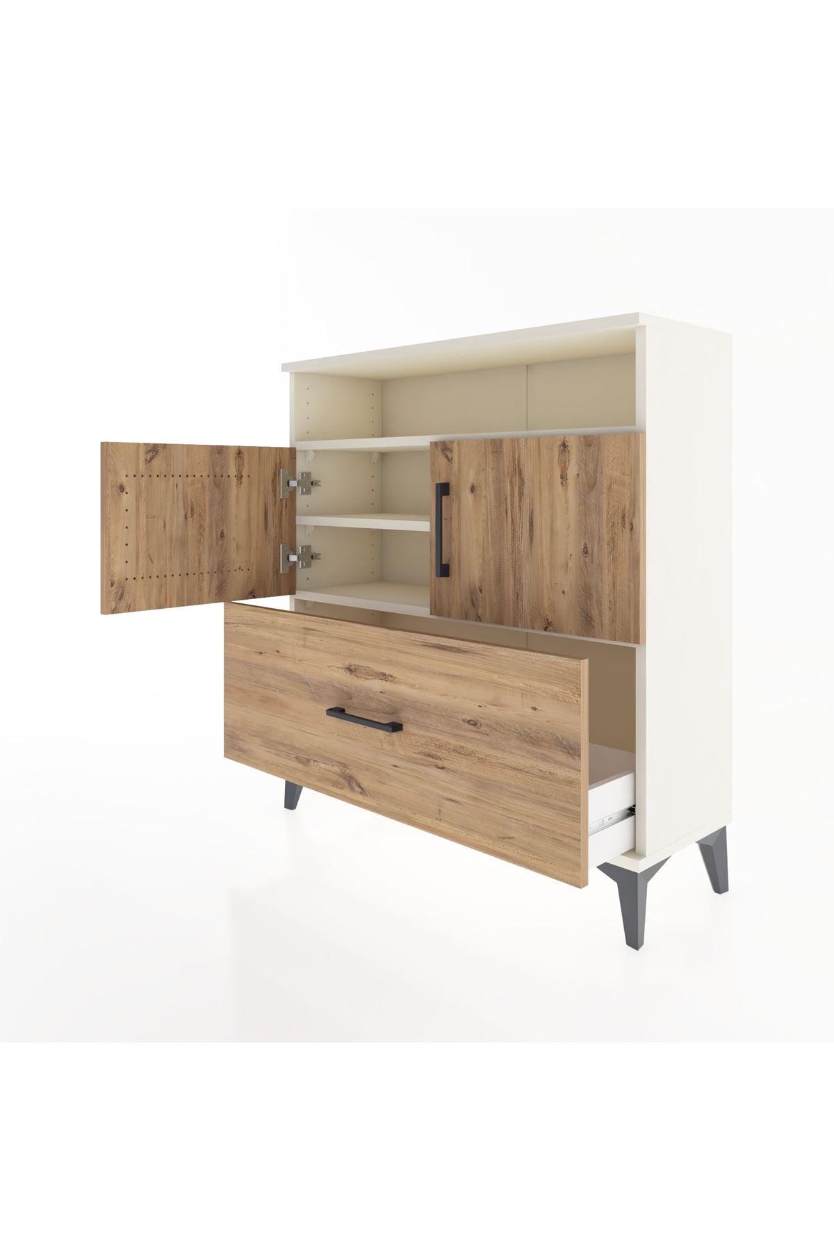 Arges Şifonyer 3 Raflı Tek Çekmeceli 2 Kapaklı 88x30x96 - S04M051V3A