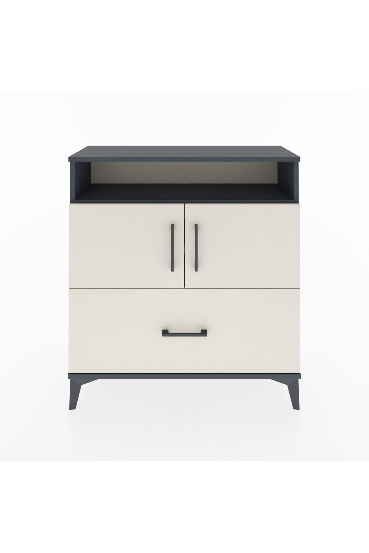 Arges Şifonyer 3 Raflı Tek Çekmeceli 2 Kapaklı 88x30x96 - S04M051V4A