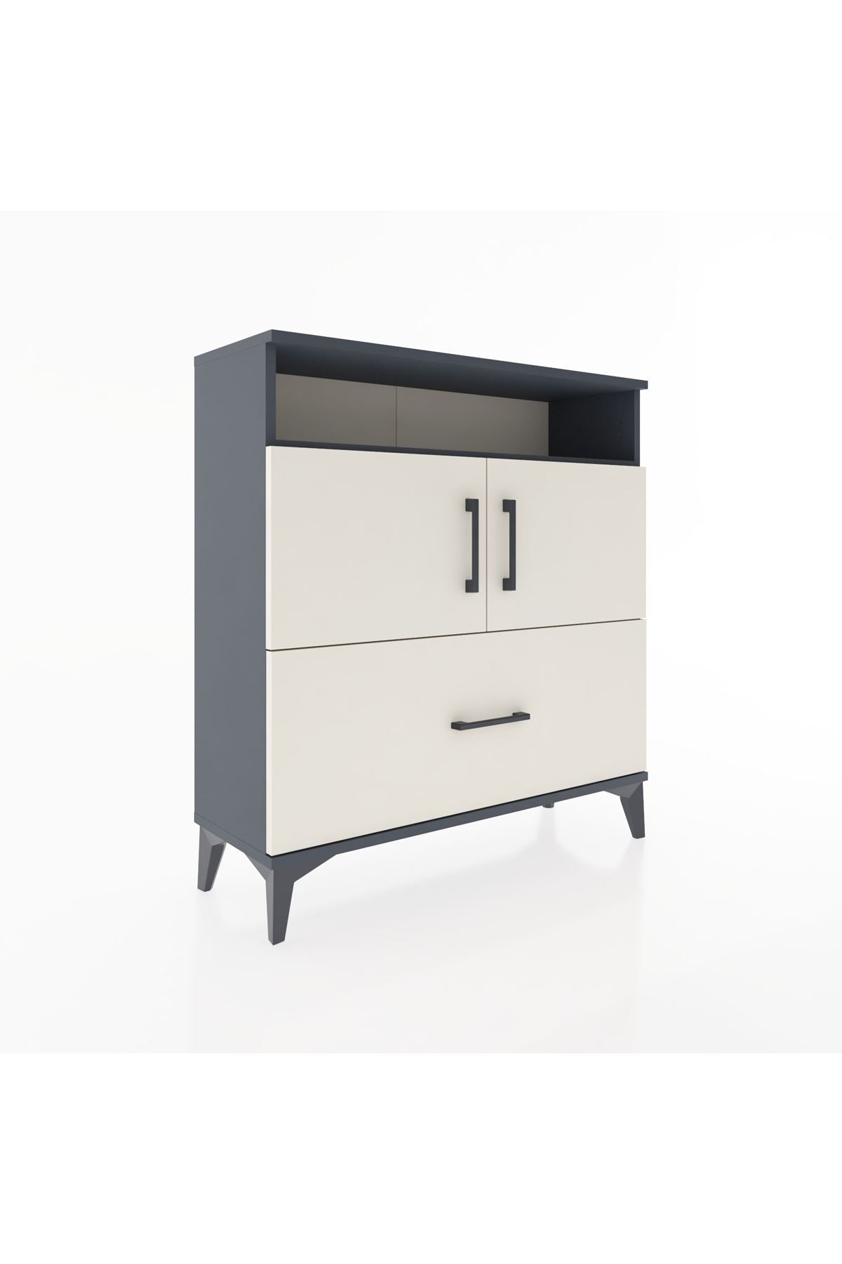 Arges Şifonyer 3 Raflı Tek Çekmeceli 2 Kapaklı 88x30x96 - S04M051V4A