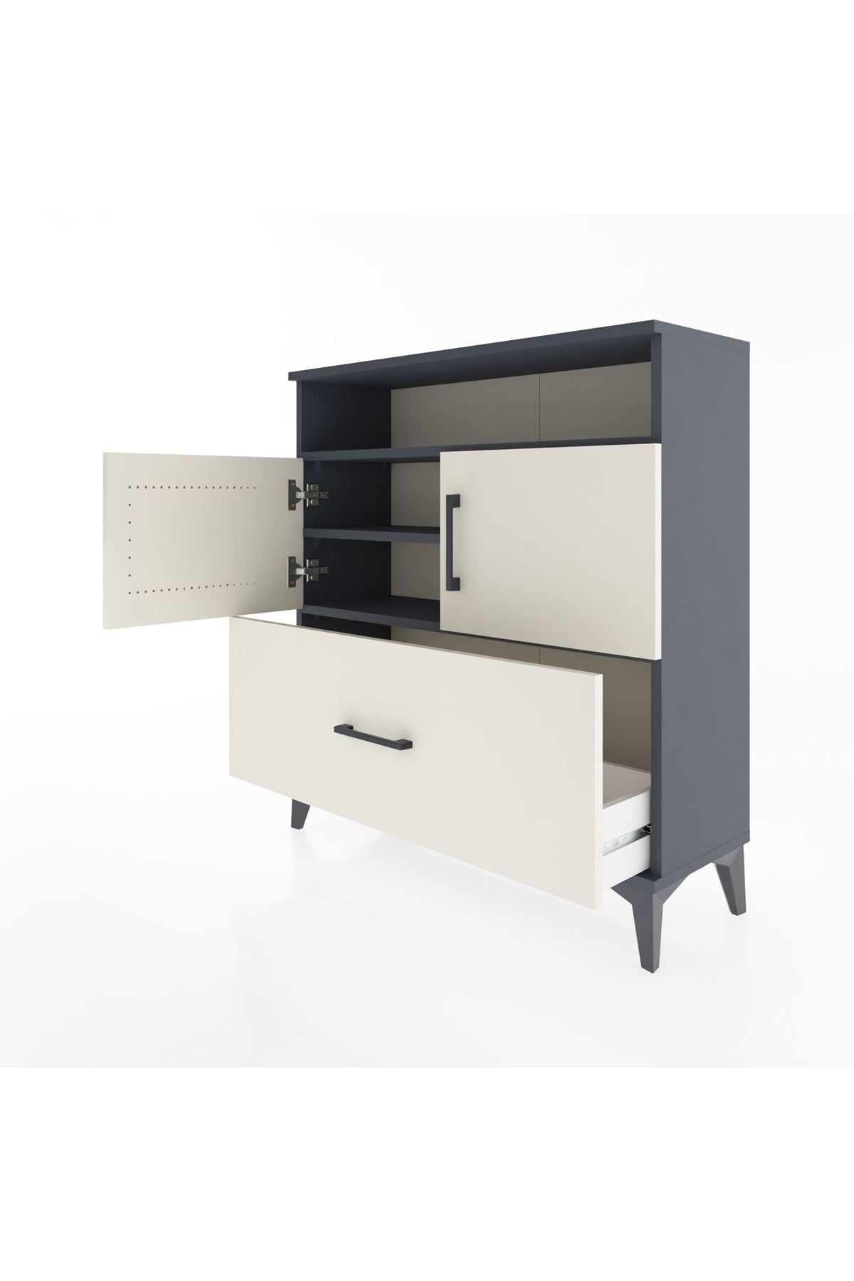 Arges Şifonyer 3 Raflı Tek Çekmeceli 2 Kapaklı 88x30x96 - S04M051V4A