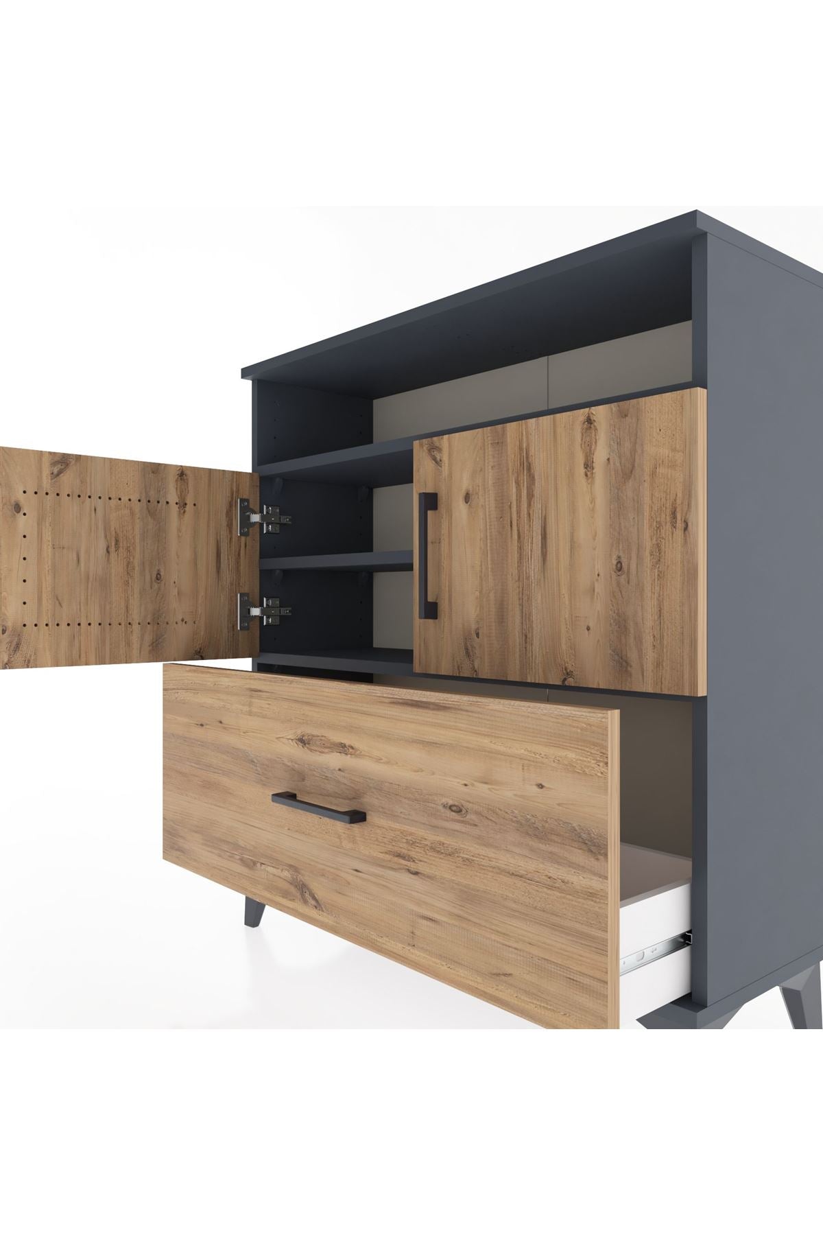 Arges Şifonyer 3 Raflı Tek Çekmeceli 2 Kapaklı 88x30x96 - S04M051V6A