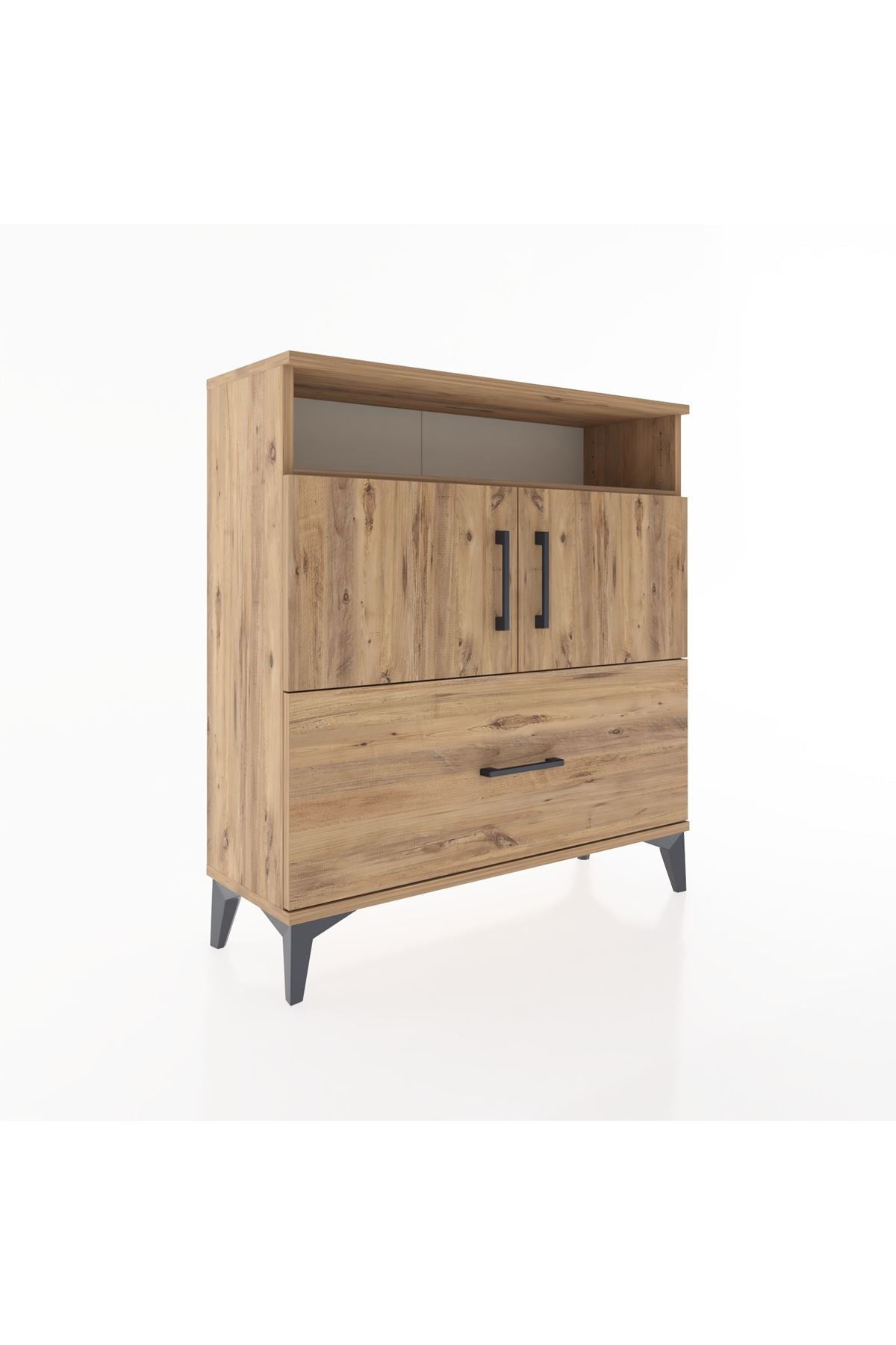 Arges Şifonyer 3 Raflı Tek Çekmeceli 2 Kapaklı 88x30x96 - S04M051V9A