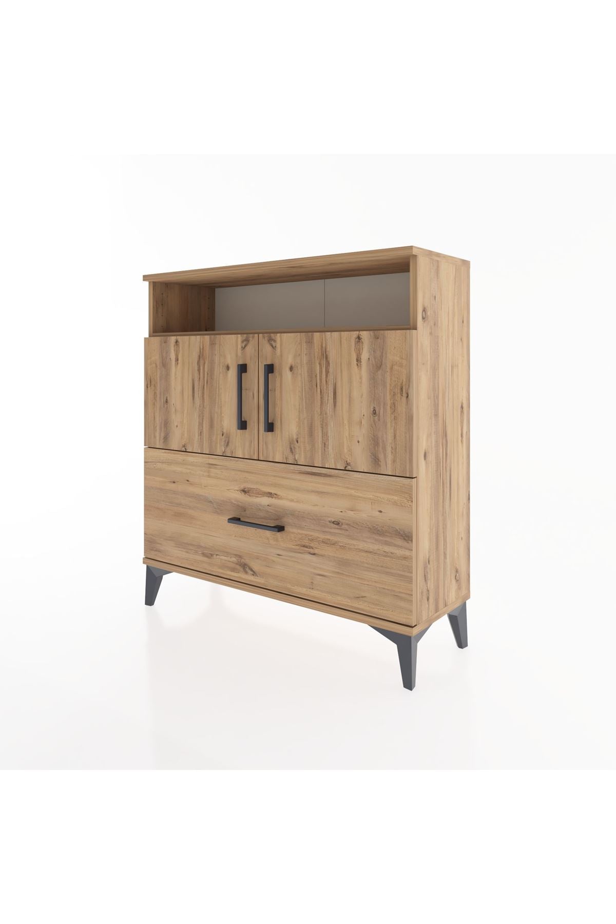 Arges Şifonyer 3 Raflı Tek Çekmeceli 2 Kapaklı 88x30x96 - S04M051V9A
