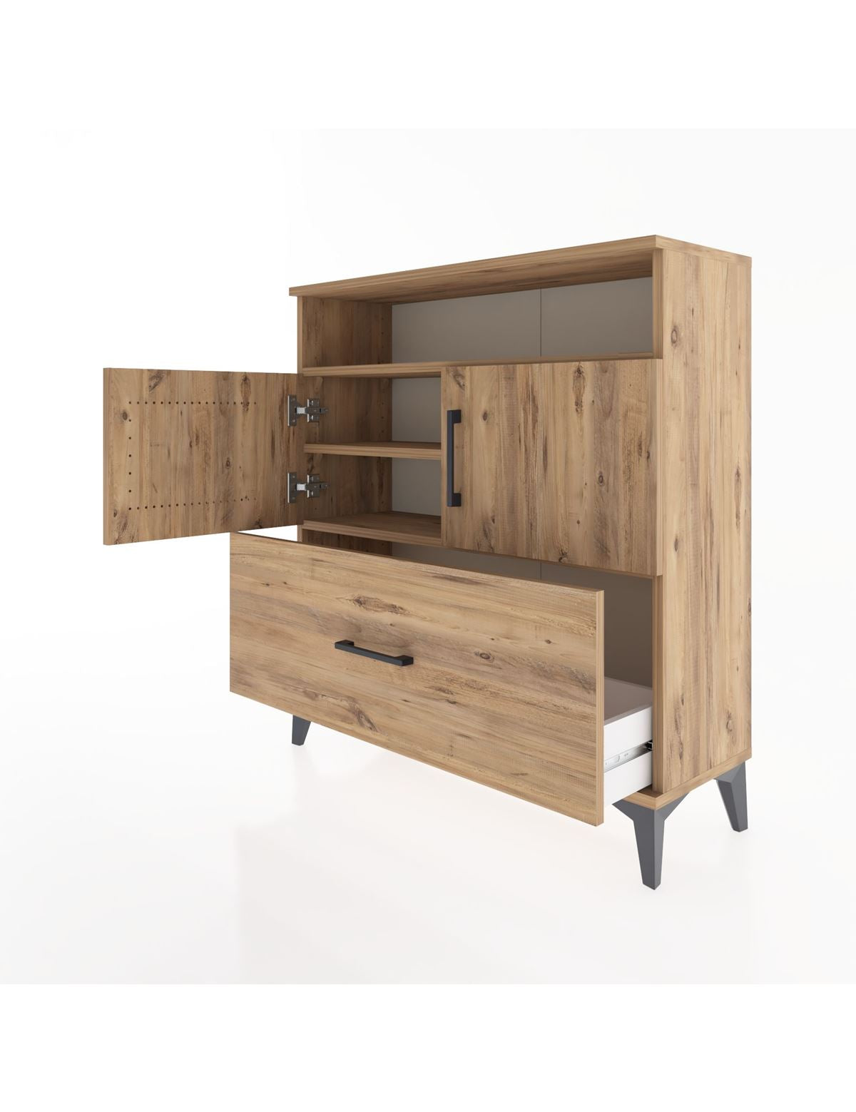 Arges Şifonyer 3 Raflı Tek Çekmeceli 2 Kapaklı 88x30x96 - S04M051V9A