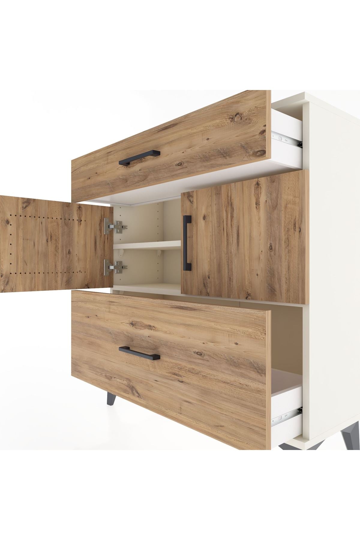 Arges Şifonyer 2 Raflı 2 Çekmeceli 2 Kapaklı 88x30x96 - S04M052V3A