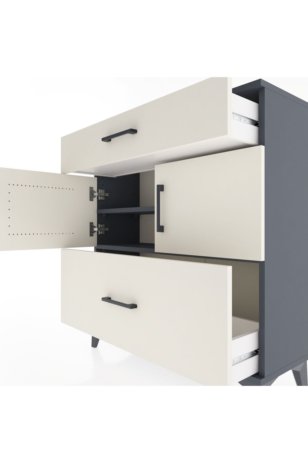 Arges Şifonyer 2 Raflı 2 Çekmeceli 2 Kapaklı 88x30x96 - S04M052V4A