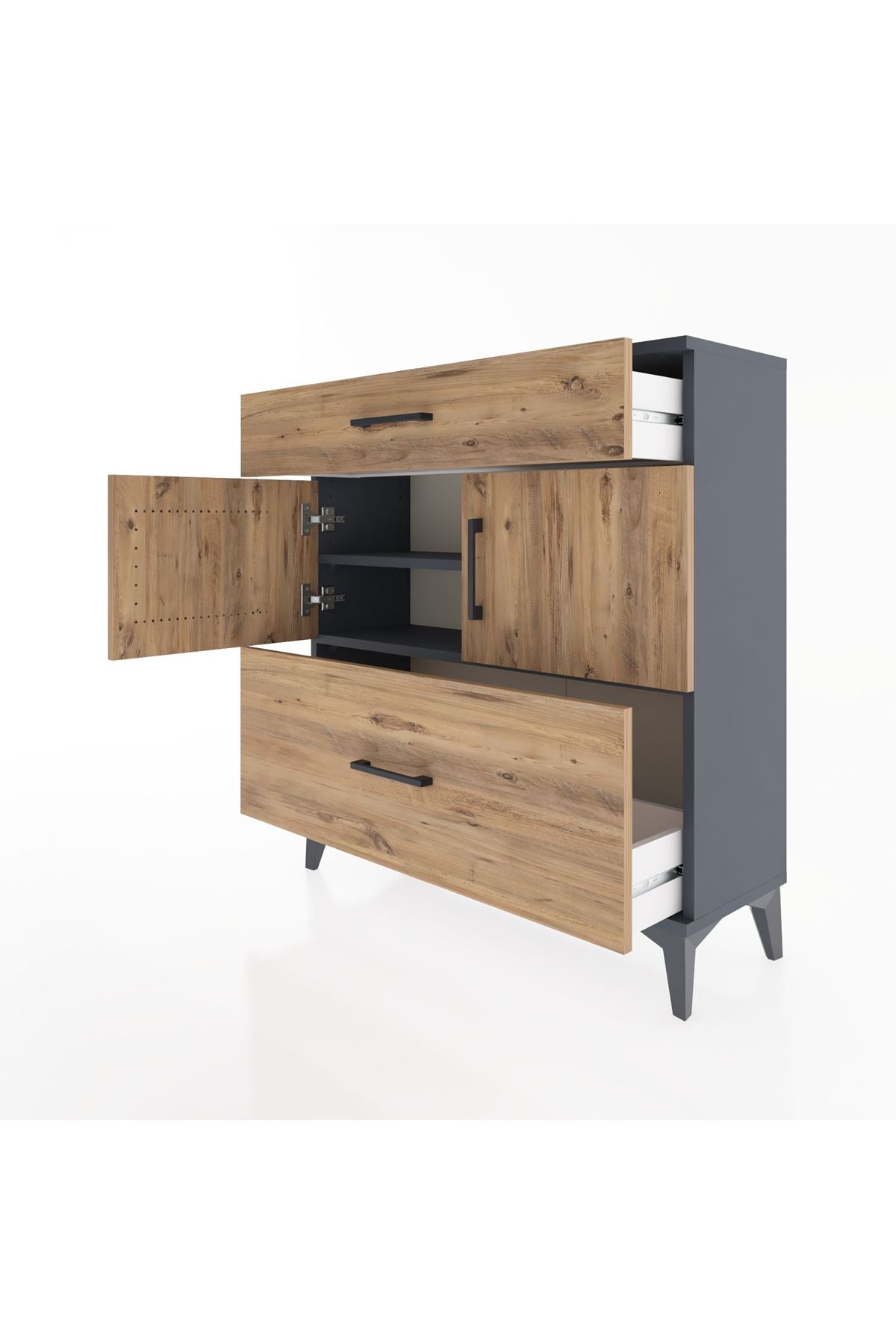 Arges Şifonyer 2 Raflı 2 Çekmeceli 2 Kapaklı 88x30x96 - S04M052V6A