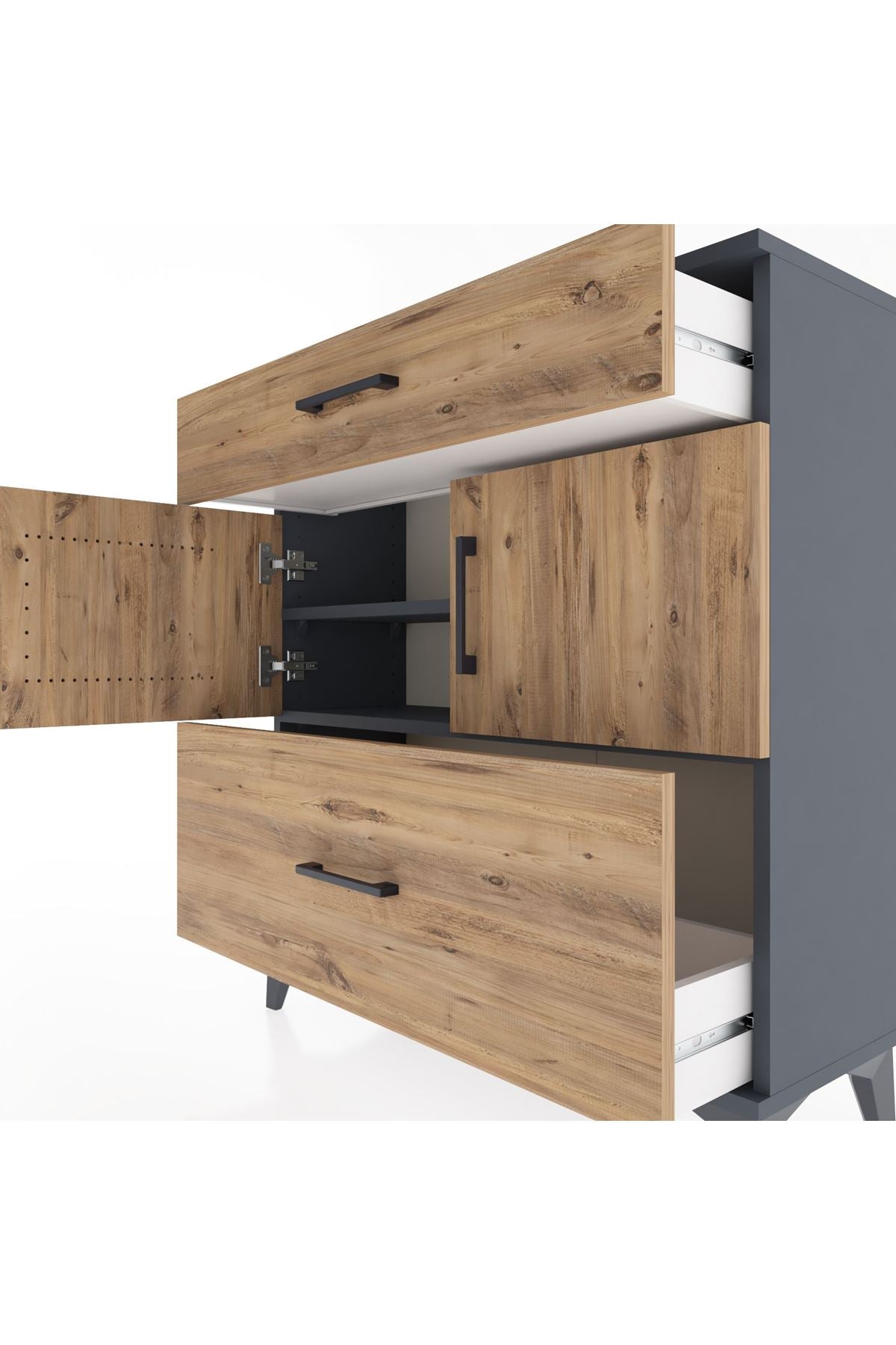 Arges Şifonyer 2 Raflı 2 Çekmeceli 2 Kapaklı 88x30x96 - S04M052V6A