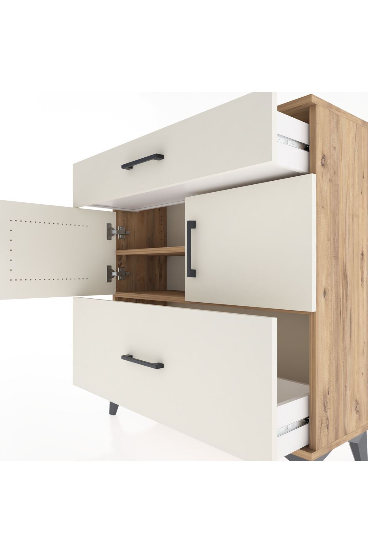 Arges Şifonyer 2 Raflı 2 Çekmeceli 2 Kapaklı 88x30x96 - S04M052V7A