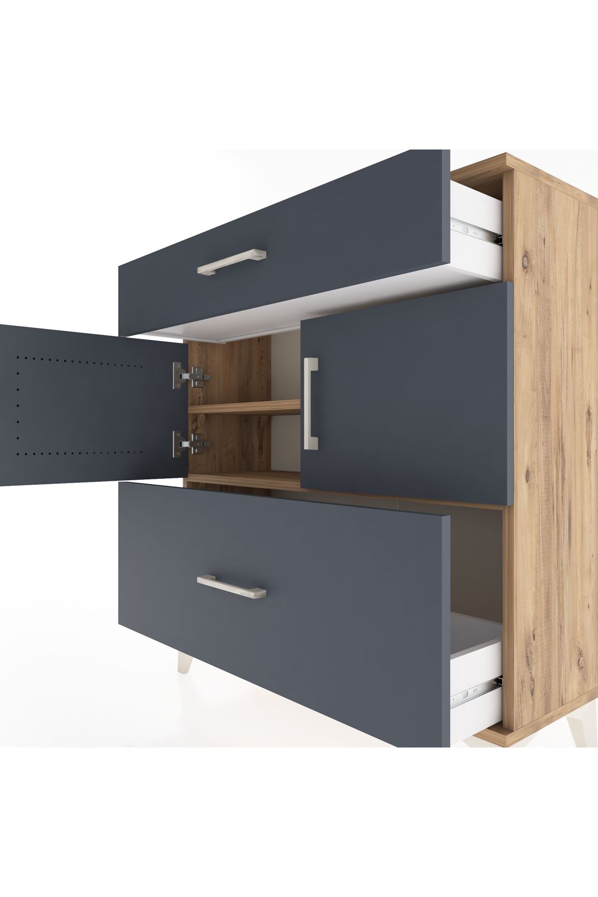Arges Şifonyer 2 Raflı 2 Çekmeceli 2 Kapaklı 88x30x96 - S04M052V8A