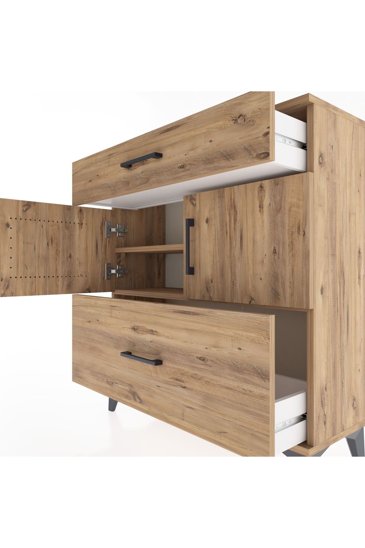 Arges Şifonyer 2 Raflı 2 Çekmeceli 2 Kapaklı 88x30x96 - S04M052V9A