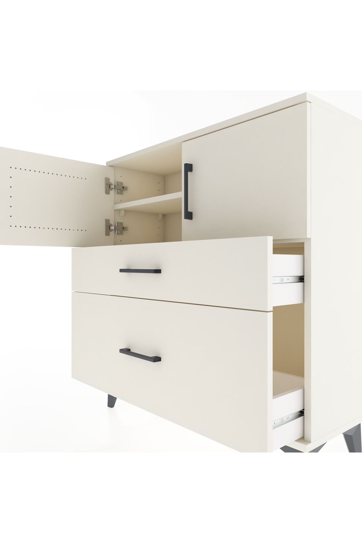 Arges Şifonyer 2 Raflı 2 Çekmeceli 2 Kapaklı 88x30x96 - S04M053V1A