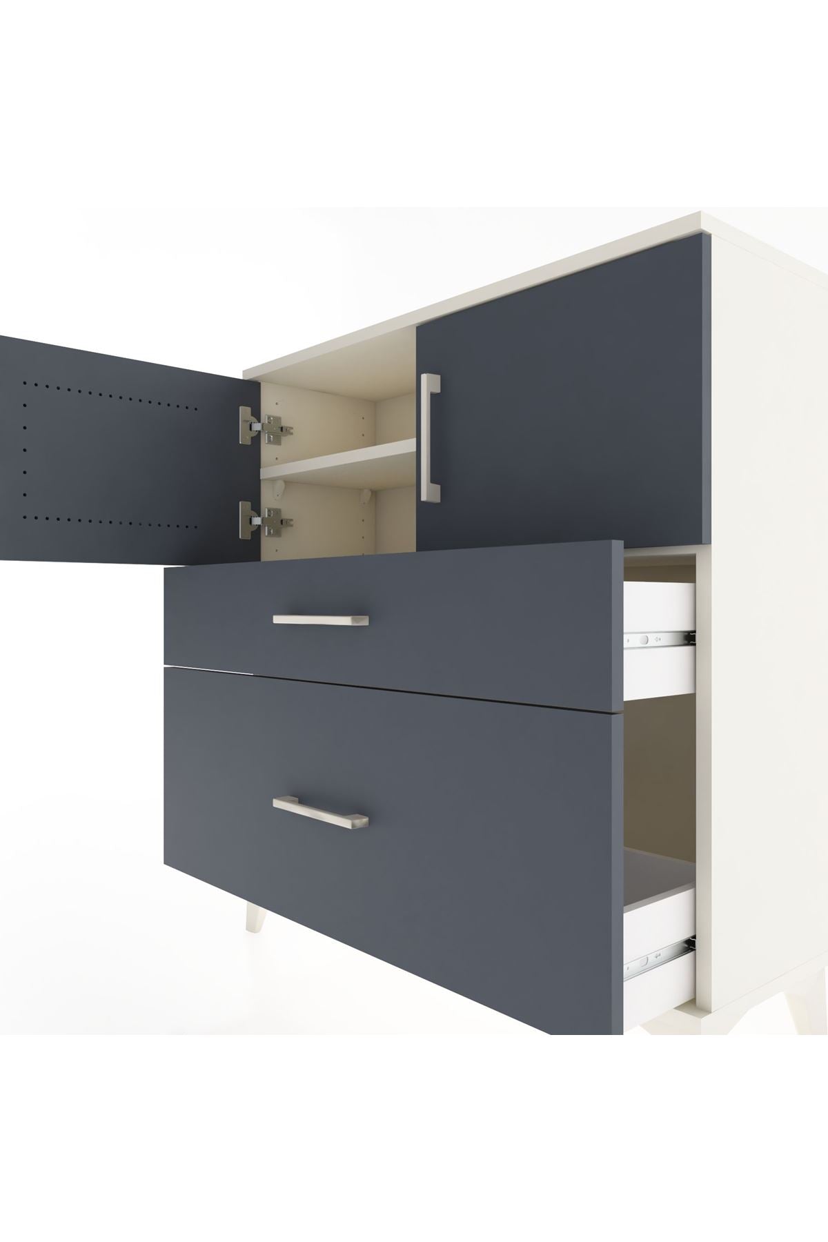 Arges Şifonyer 2 Raflı 2 Çekmeceli 2 Kapaklı 88x30x96 - S04M053V2A